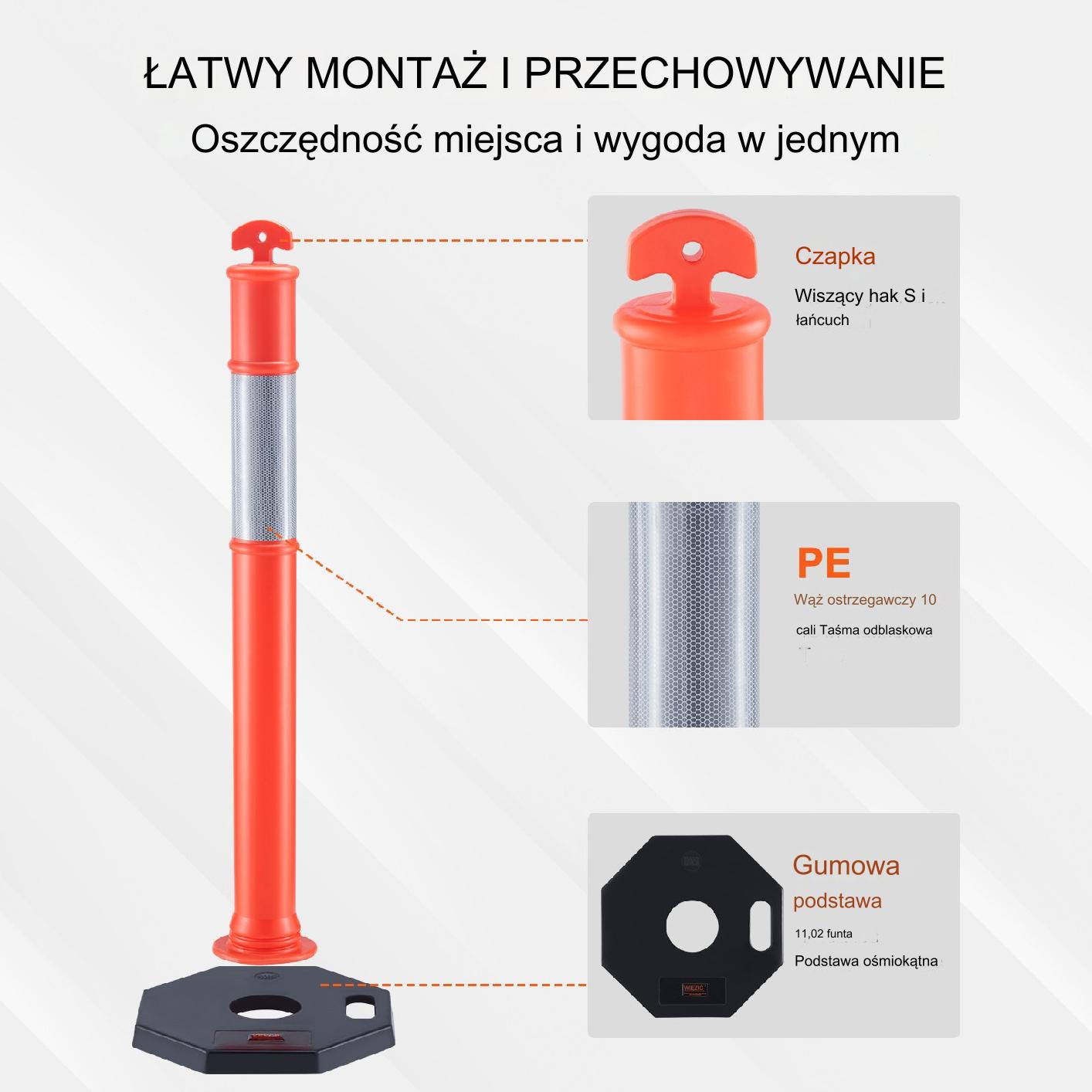 Metalowy słupek parkingowy ostrzegawczy 2 sztuki - obrazek 5