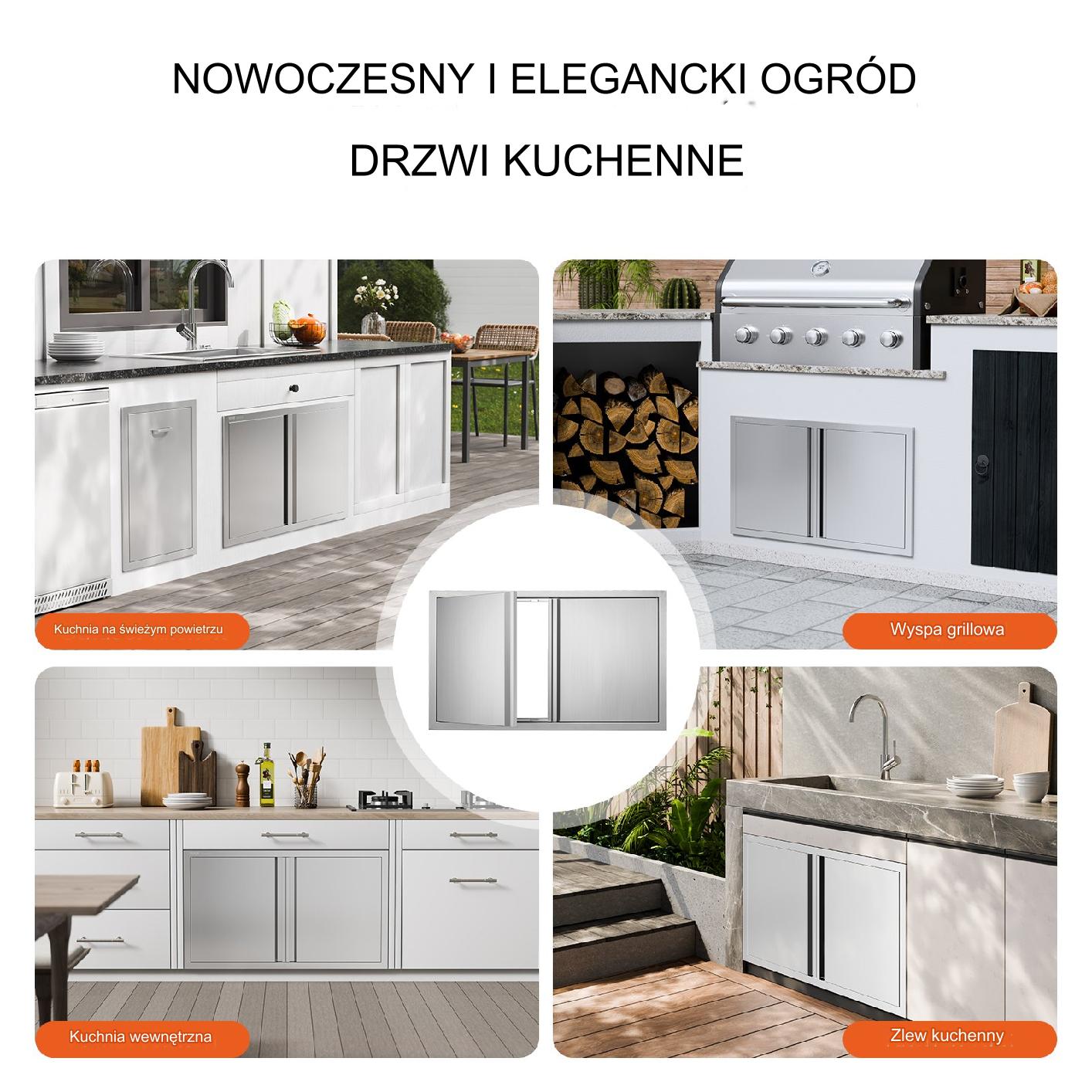 Drzwi do Grilla 914x534 Podwójne Stal Nierdzewna Uchwyty Wpuszczane Kuchnia - obrazek 5
