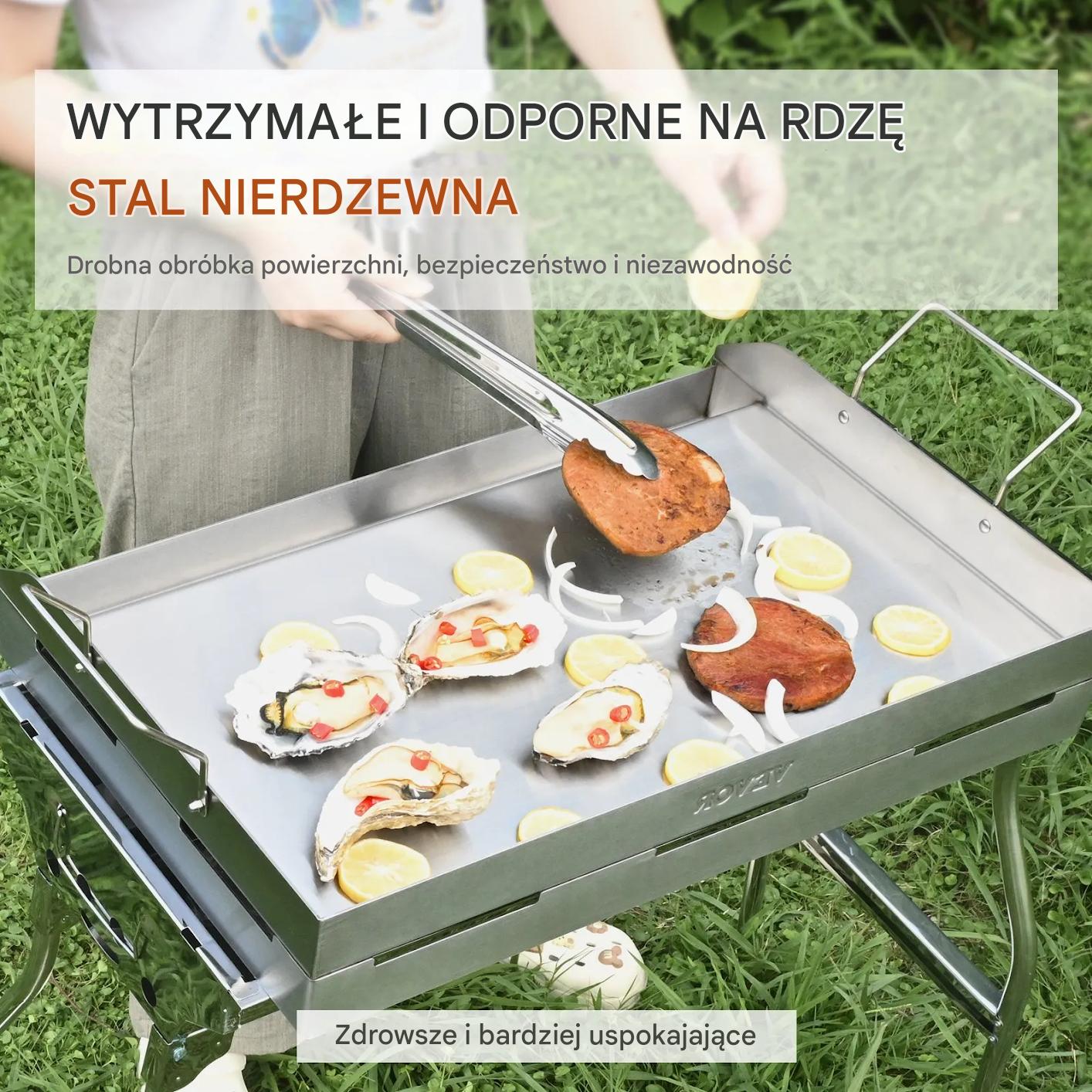 Płyta grillowa na kuchenkę 60x40 cm stalowa non stick na 2 palniki BBQ - obrazek 5