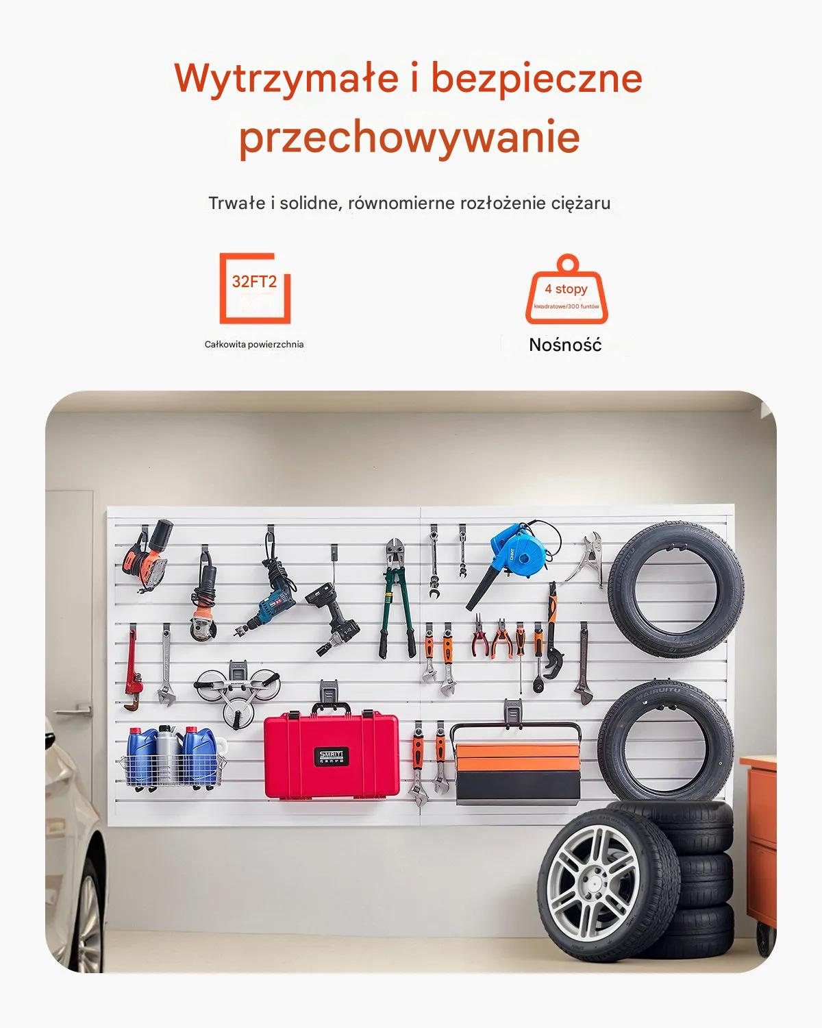 Panel ścienny PVC 240x122,5 cm z akcesoriami biały do garażu i ekspozycji - obrazek 4
