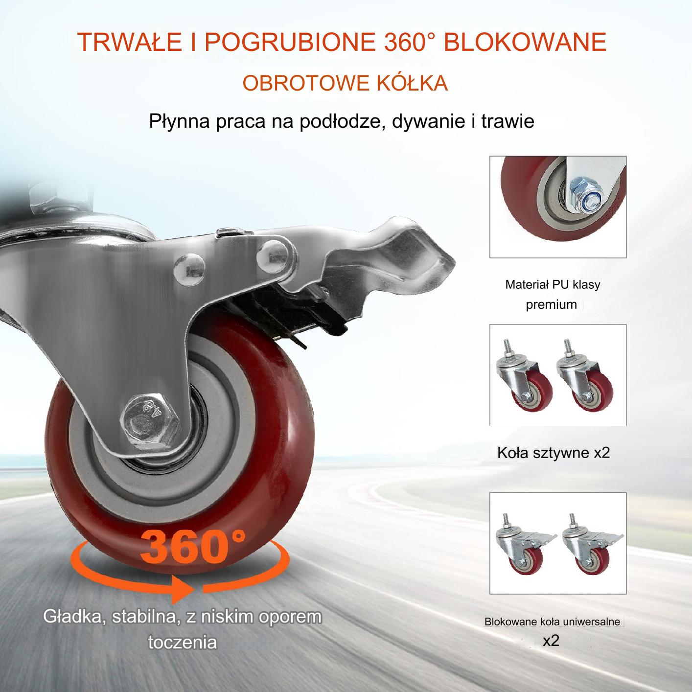 Wózek transportowy na krzesła składane 12 szt. metalowy z kółkami – czarny - obrazek 4