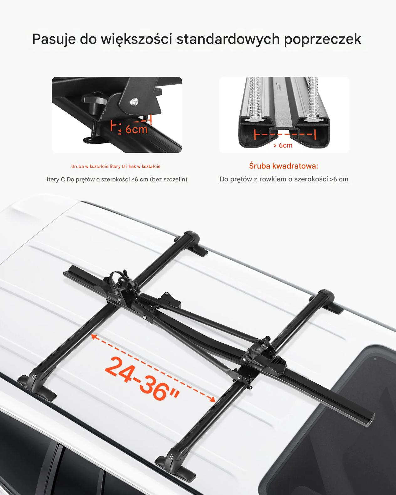 Bagażnik rowerowy dachowy, aluminiowy uchwyt 1 rower 15kg z zamkiem do auta - obrazek 3