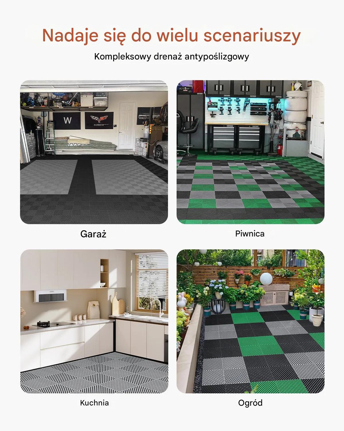 Mata drenażowa modułowa 41x41cm antypoślizgowa PP 24szt garaż ogród szara - obrazek 7
