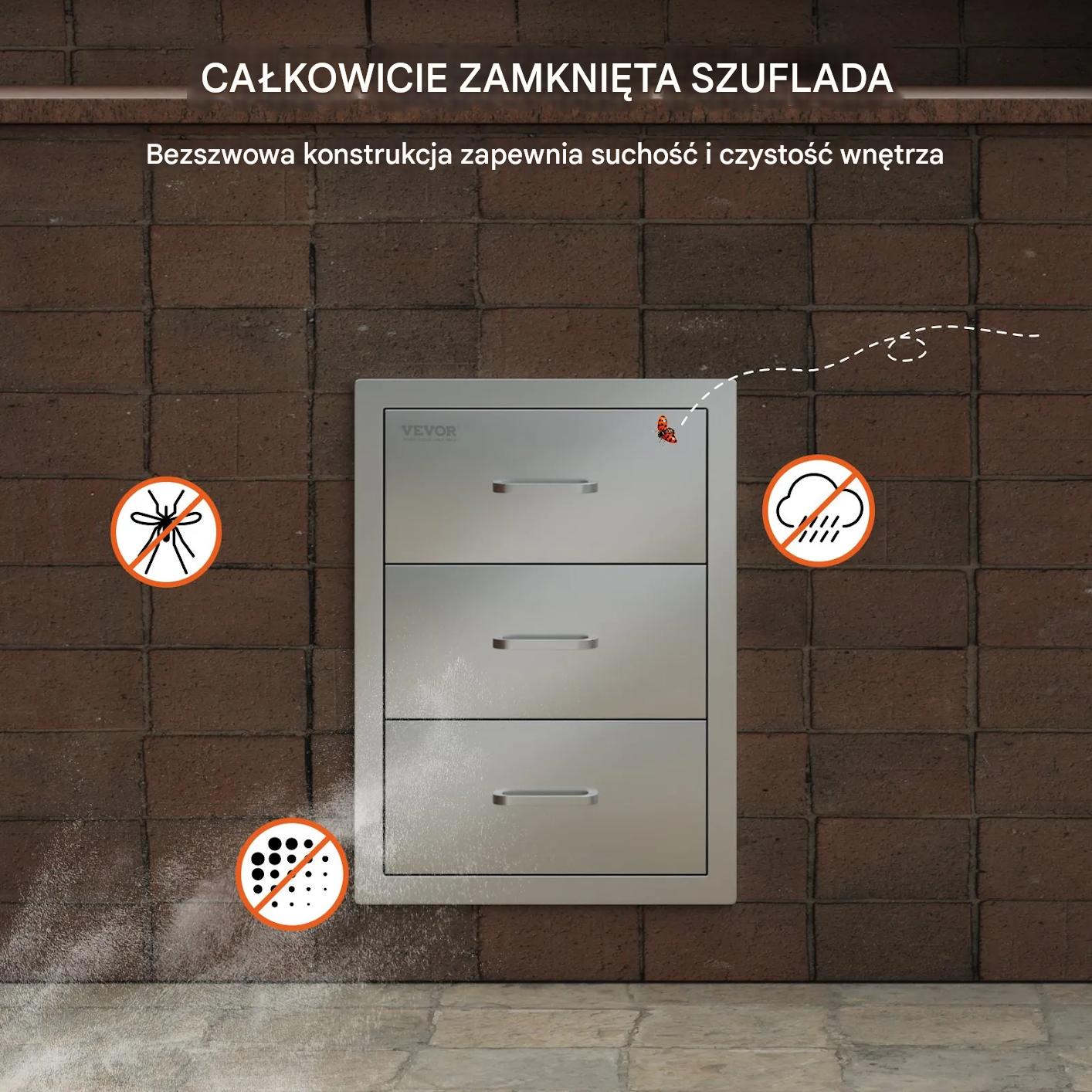 Szuflady do kuchni ogrodowej BBQ potrójne stal nierdzewna grill - obrazek 7