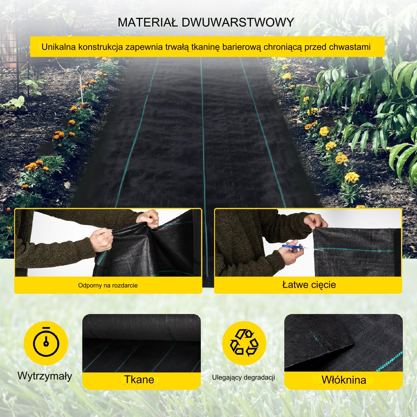 Gruba agrowłóknina antychwastowa agrotkanina 0,9x91,4m czarna - obrazek 3