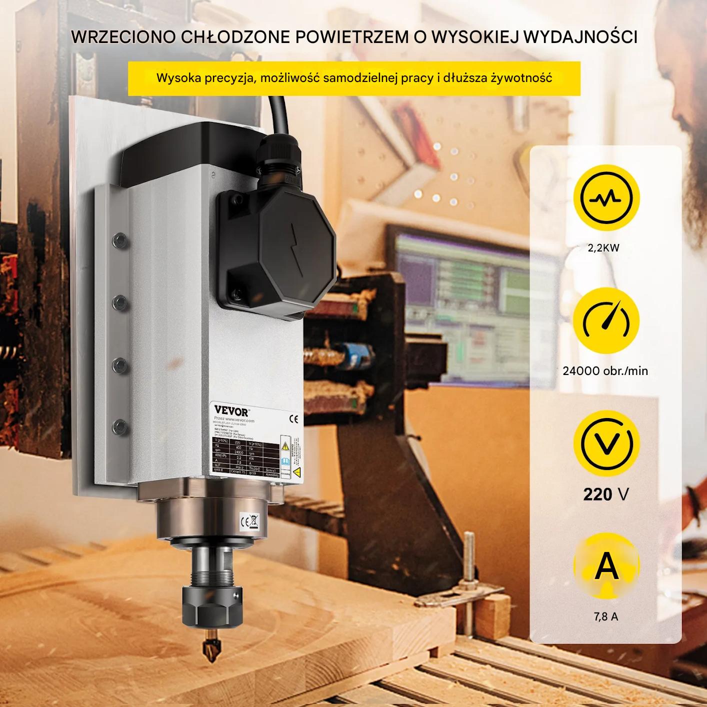 Elektrowrzeciono frezarki silnik wrzeciona CNC 2,2 kW chłodzenie premium - obrazek 7