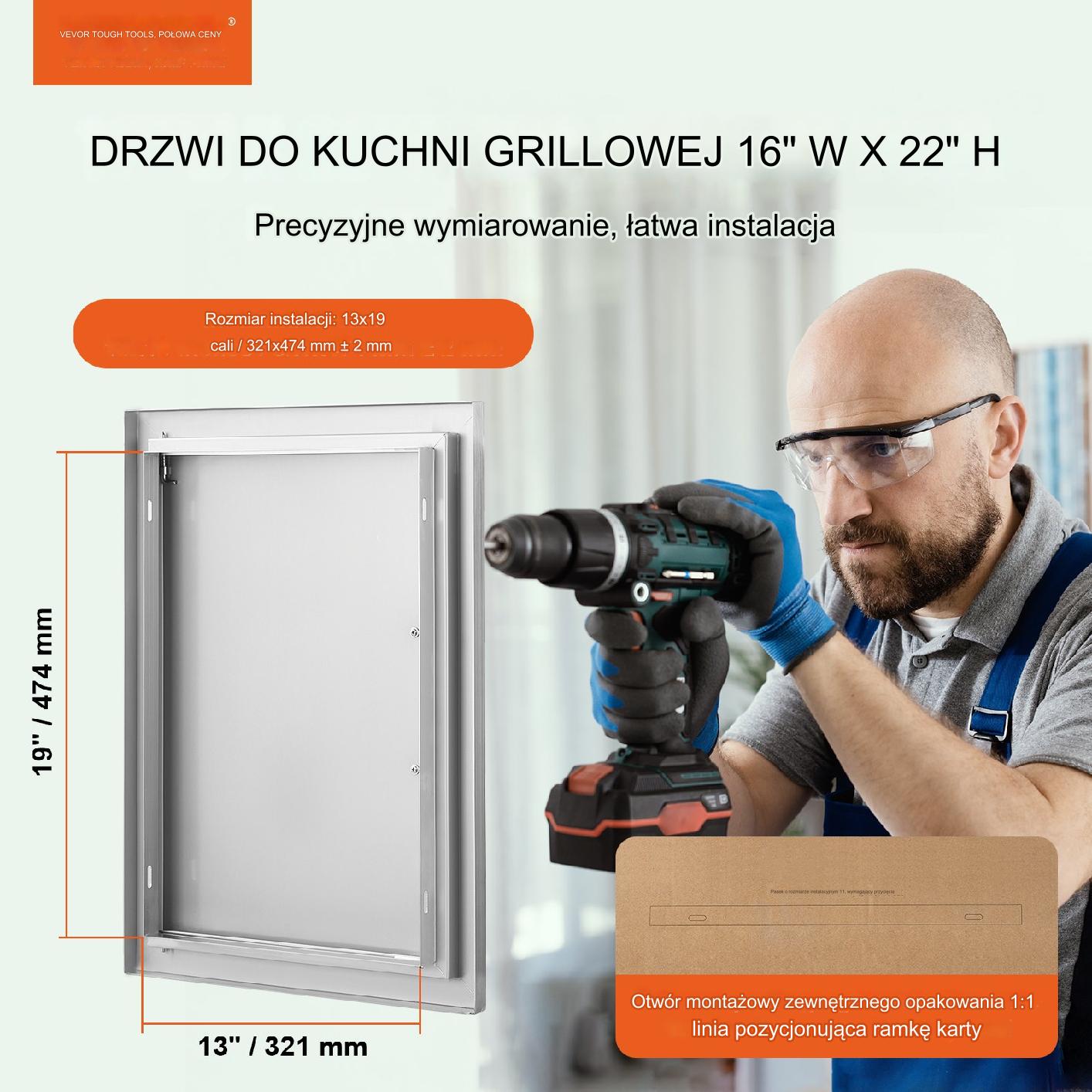 Drzwi do Grilla ze Stali Nierdzewnej 55x40x4cm - obrazek 7