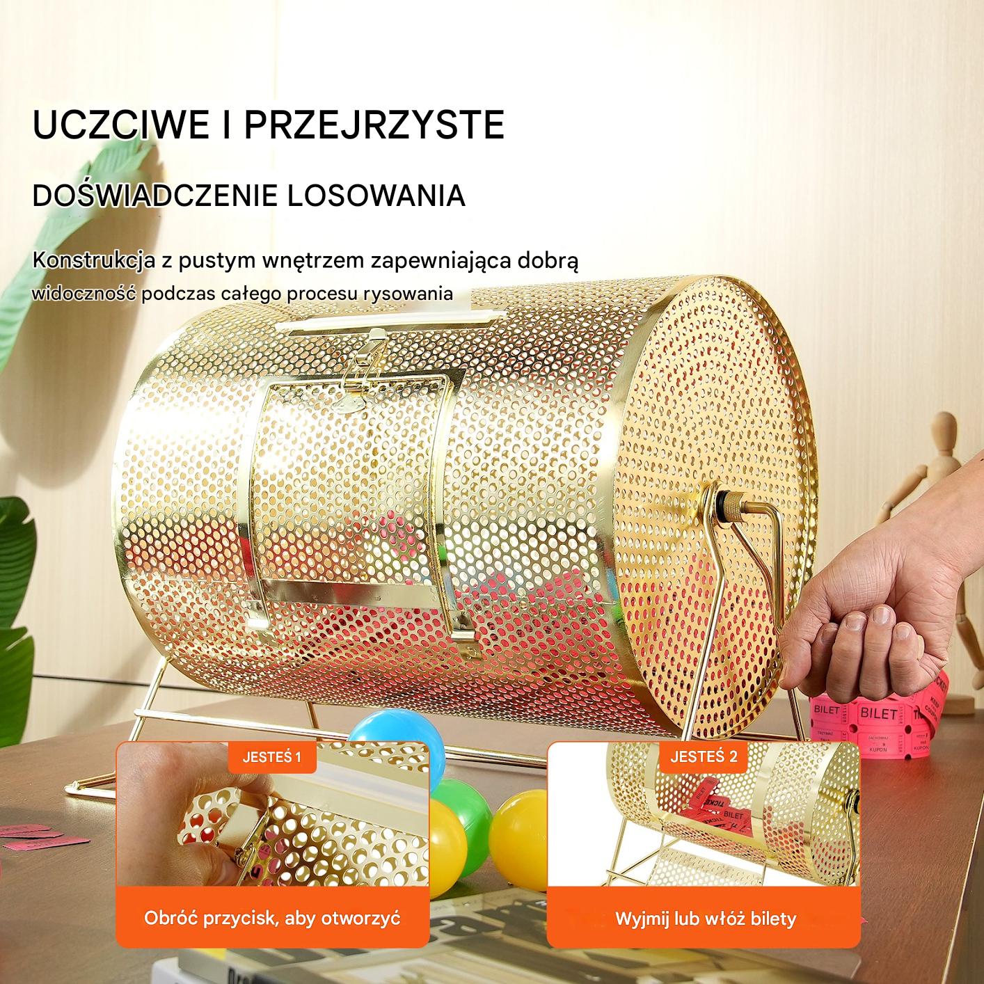 Bęben do losowania 41x30cm metalowy na 5000 losów bingo konkurs event - obrazek 6