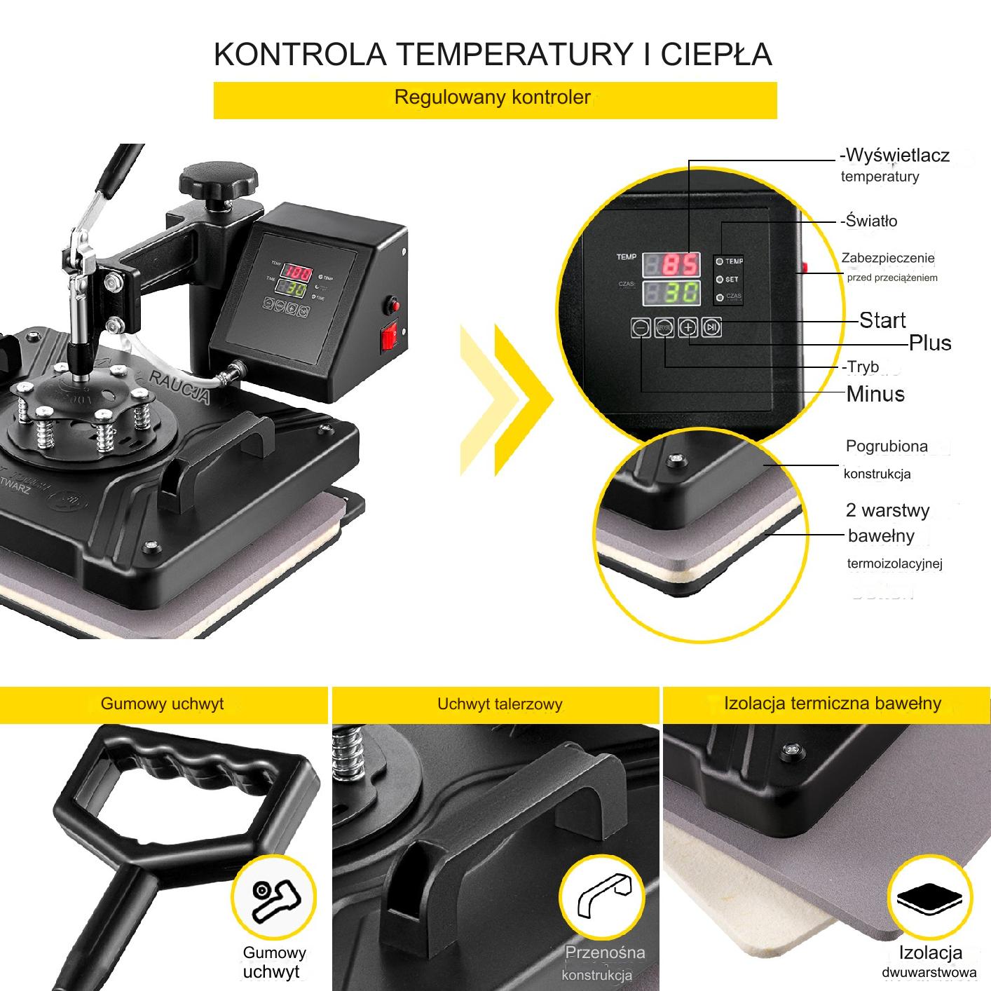 Prasa termiczna termotransferowa 6 w 1 38x30cm - obrazek 3
