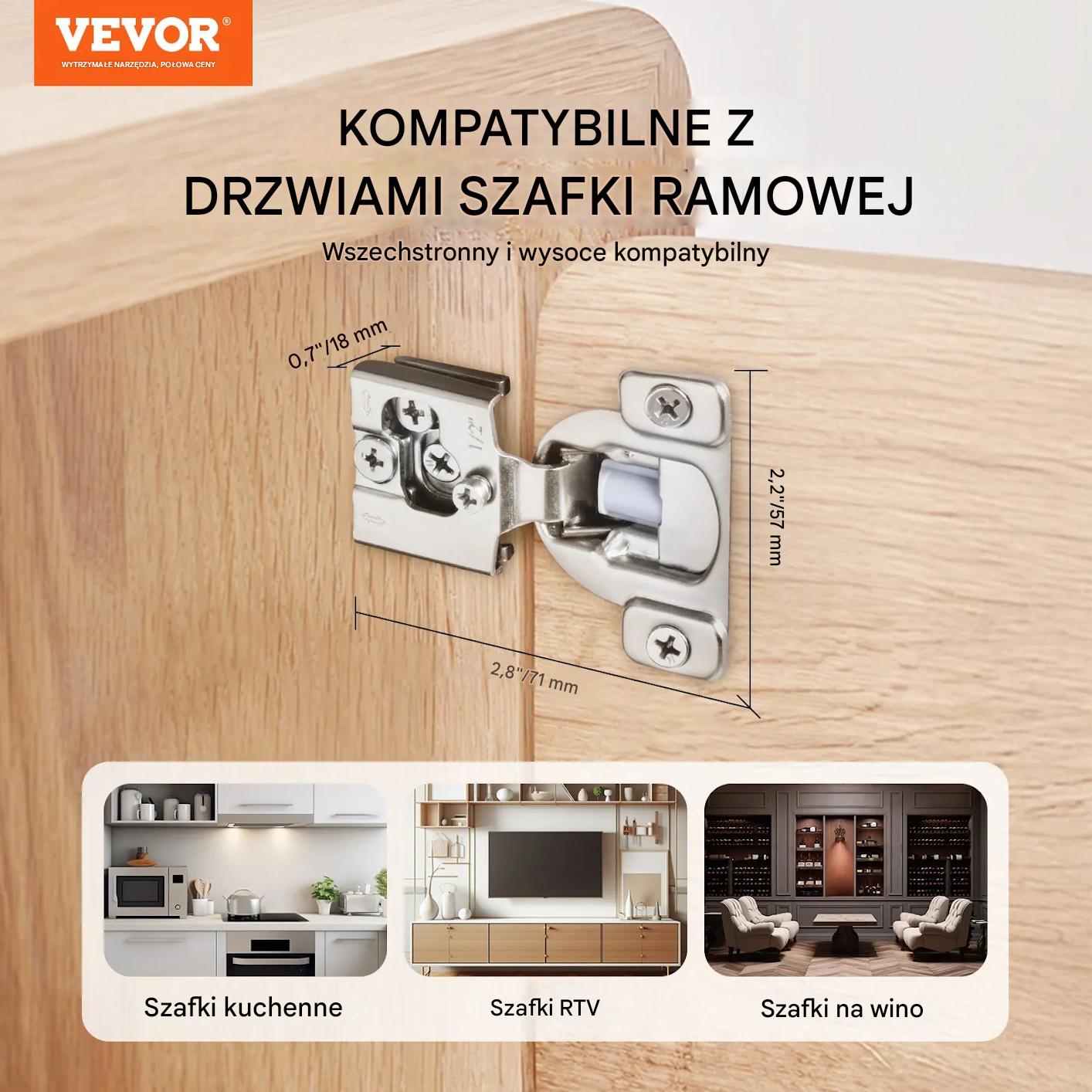 Zawiasy meblowe 40 szt. soft close do ramowych szafek częściowo nakładane - obrazek 4