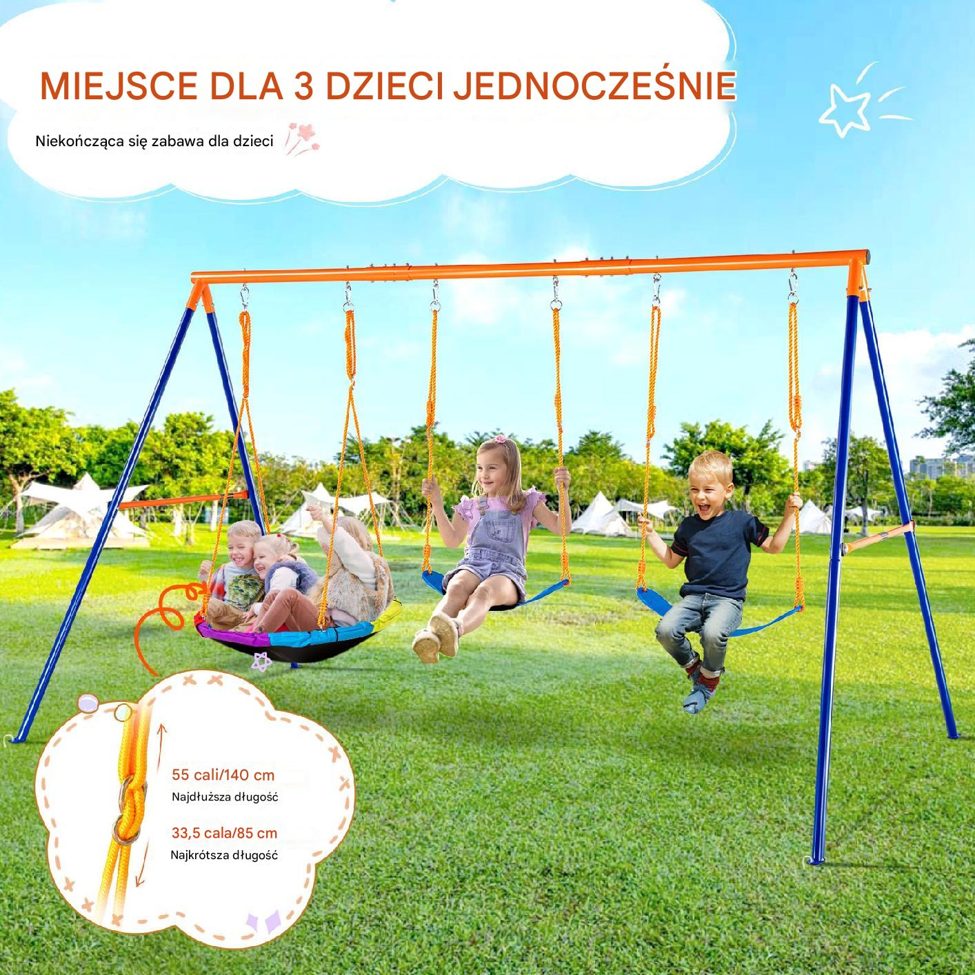 Huśtawka ogrodowa plac zabaw dla dzieci stelaż na huśtawki bocianie gniazdo - obrazek 6