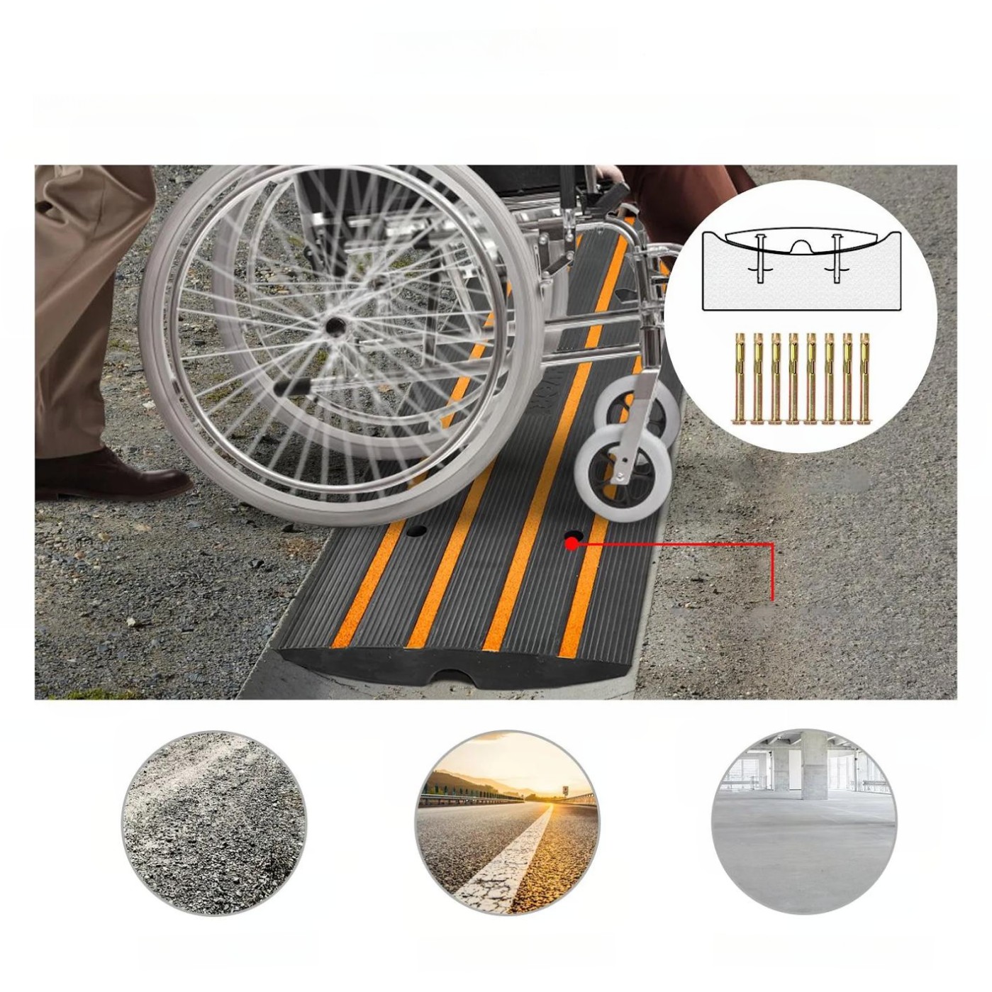 Podjazd gumowy 3 szt. 6,6 cm do 15T rampa progowa do garażu i podjazdu - obrazek 2