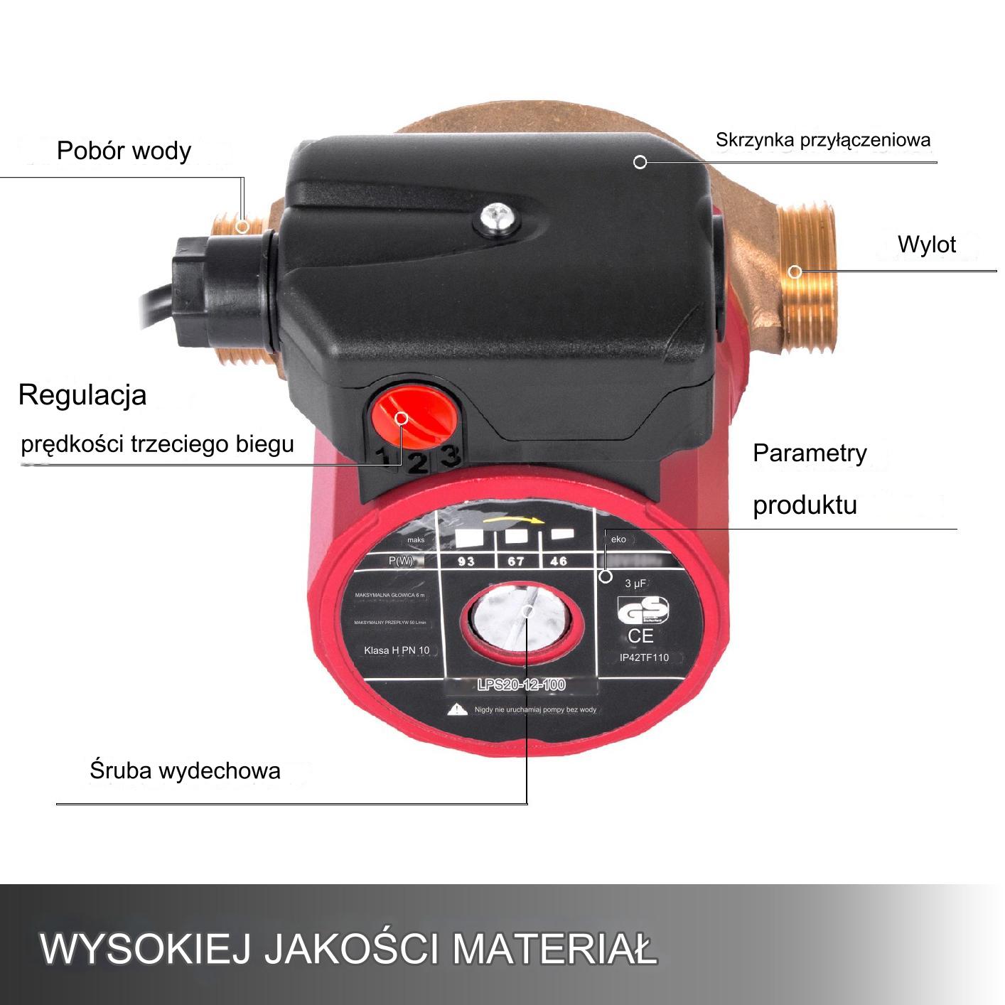 Pompa obiegowa cyrkulacyjna 3 biegowa 90 W 220V - obrazek 2