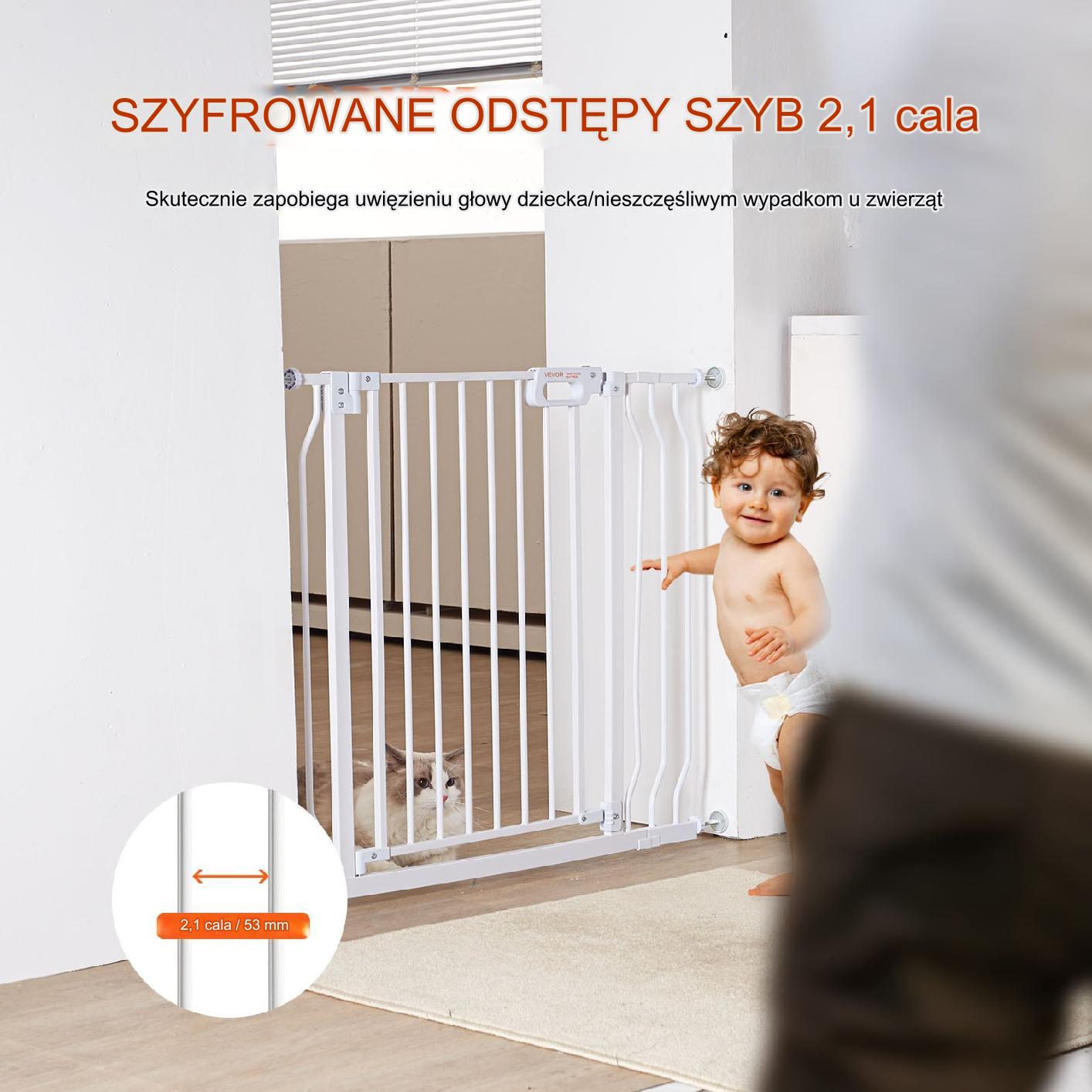 Bramka zabezpieczająca na drzwi, schody 74,9 - 134,6 cm - obrazek 5
