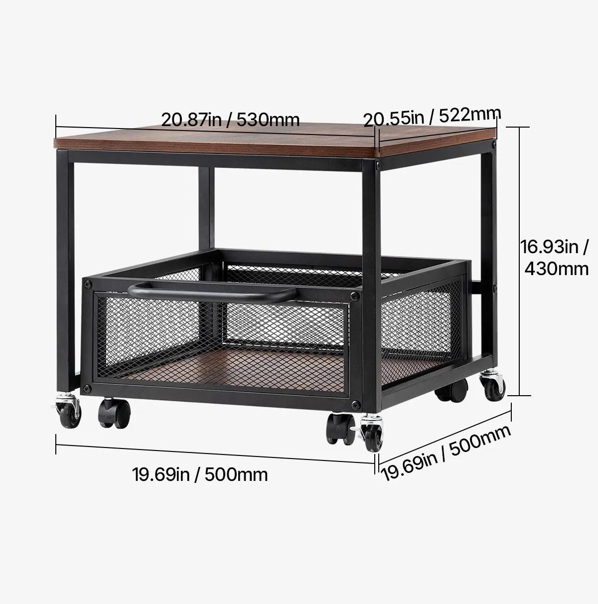 Stojak pod lodówkę mini z półkami 90 kg na kółkach organizer drewniany blat - obrazek 2