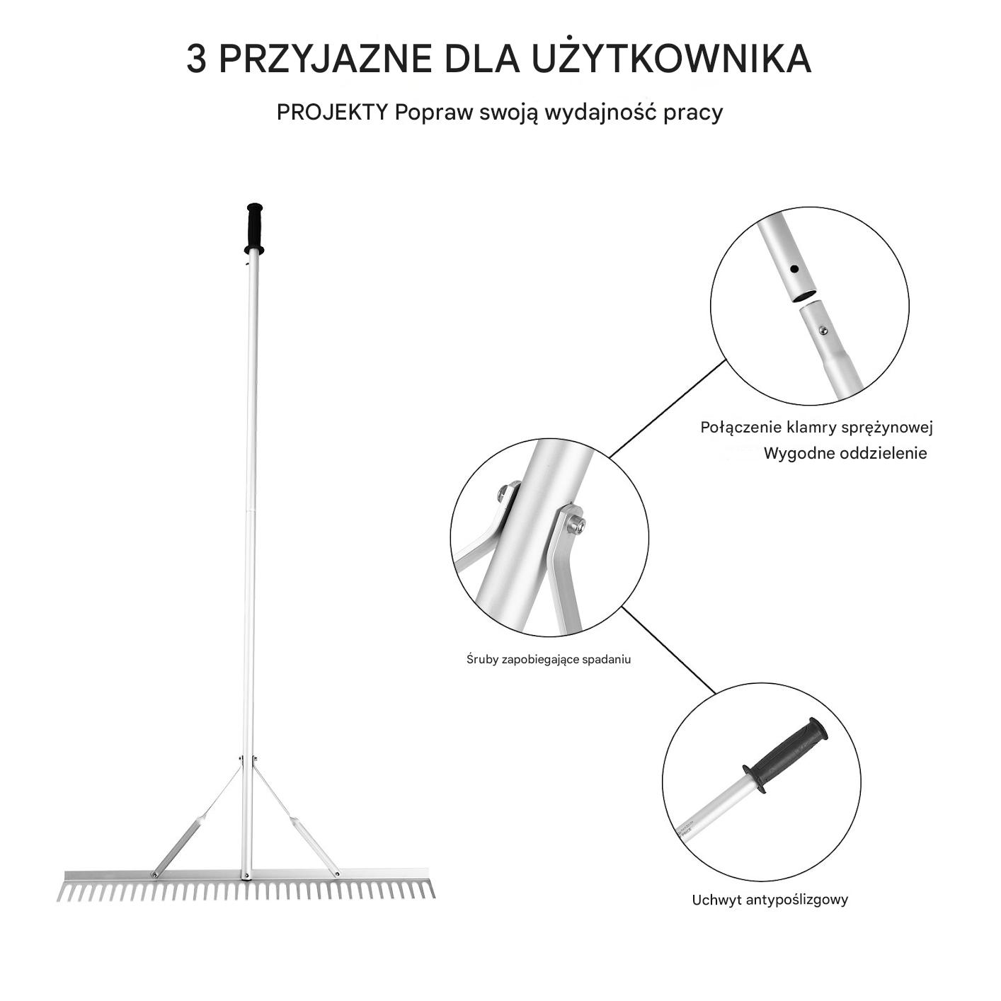 Grabie Zgrabiarka do Czyszczenia Ziemi i Wody 75 cm Aluminiowe z 37 Zębami - obrazek 5