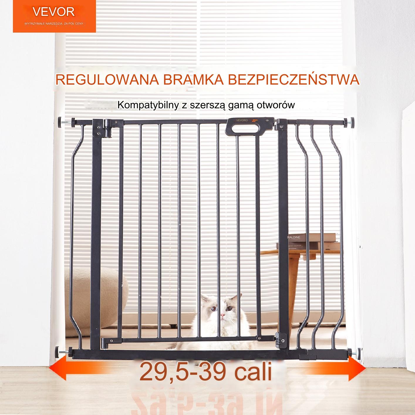 Bramka ochronna barierka zabezpieczająca drzwi schody 74,9–99cm czarna - obrazek 3