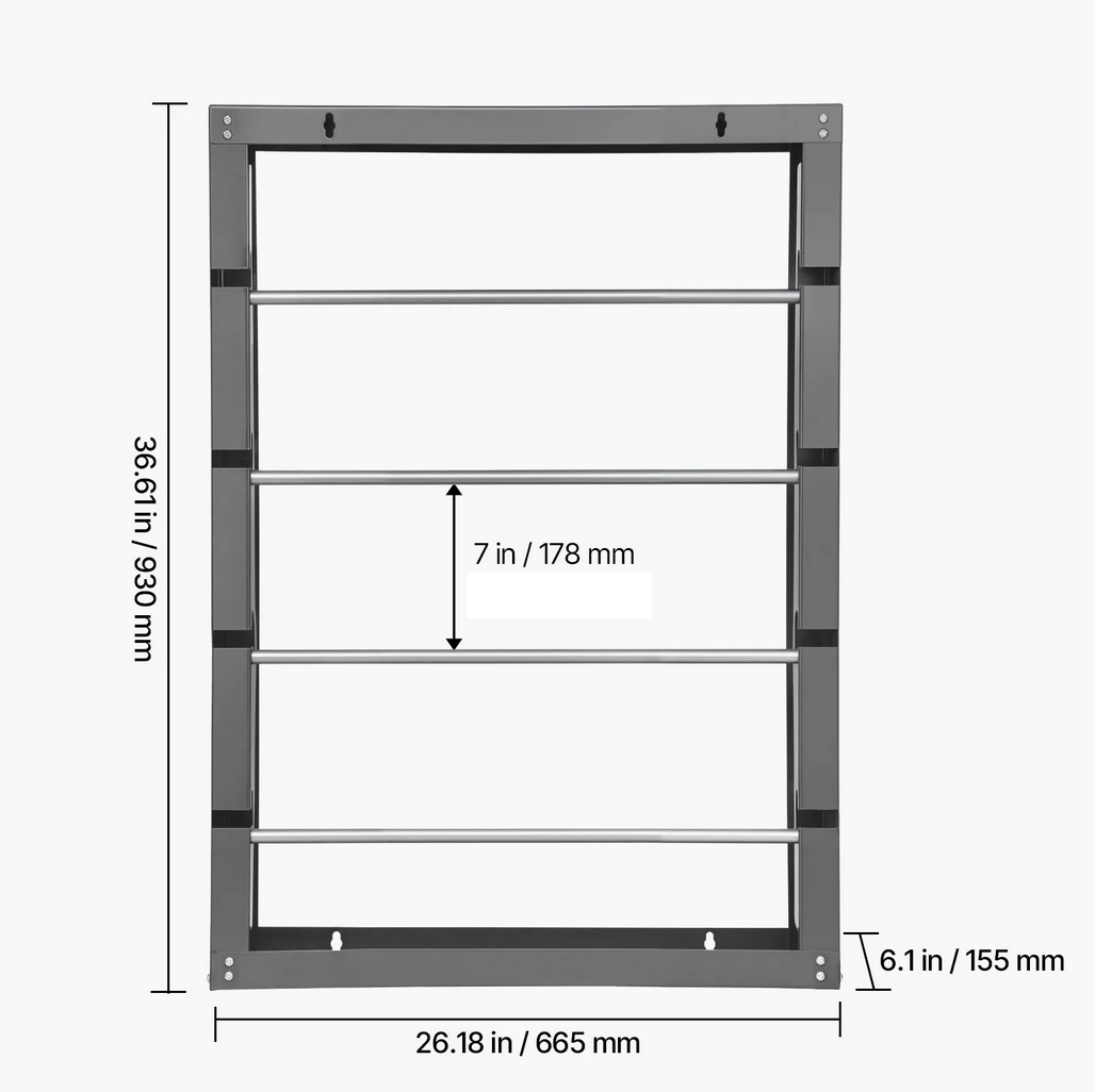 Uchwyt na szpule rozwijak kabli 4 pręty regulowany montaż ścienny 68kg - obrazek 2