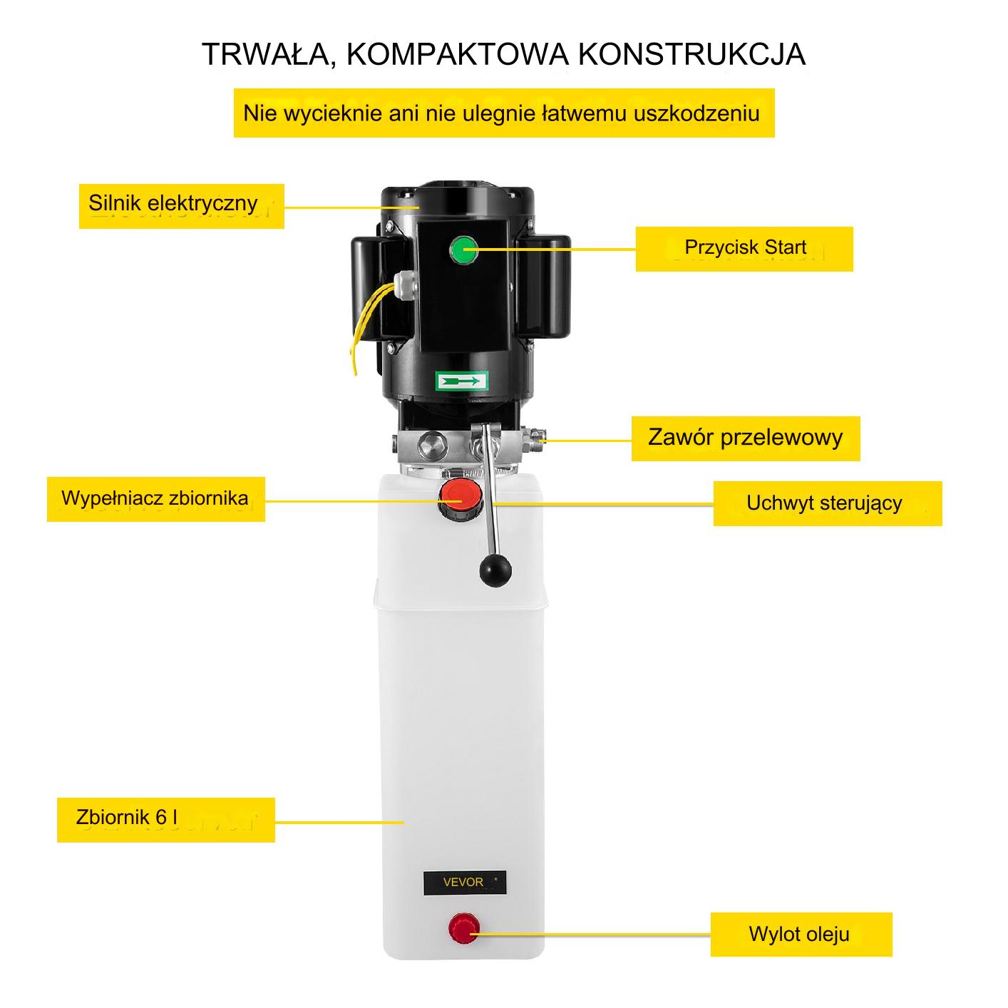 Agregat hydrauliczny do podnośnika samochodowego 3 kW 220 V 190 bar 14 L - obrazek 4