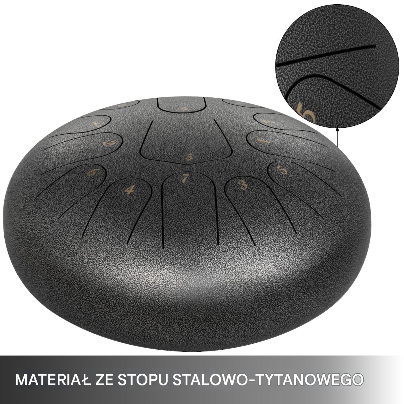 Bęben stalowy 13 tonów tongue drum z pałeczkami - instrument relaksacyjny - obrazek 4