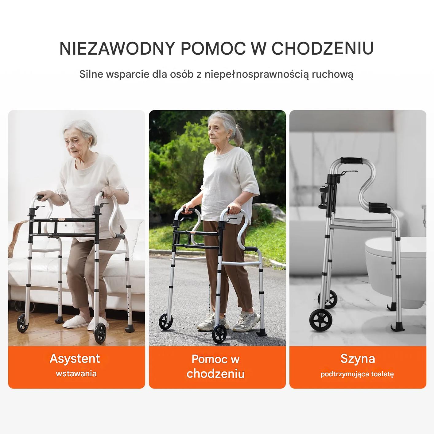 Balkonik składany regulowany wysokość i szerokość dla seniorów 204 kg - obrazek 6