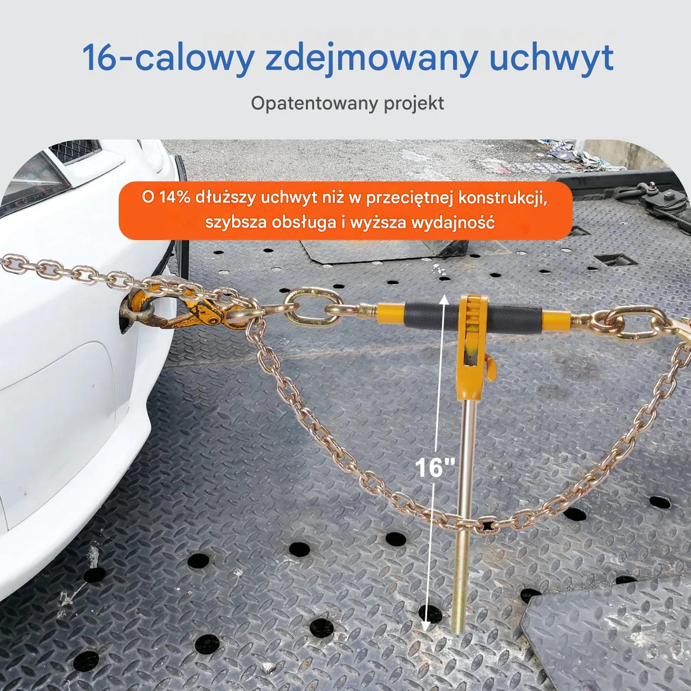 Napinacz łańcuchowy z grzechotką 3/8–1/2 G80 5400kg do transportu - obrazek 5