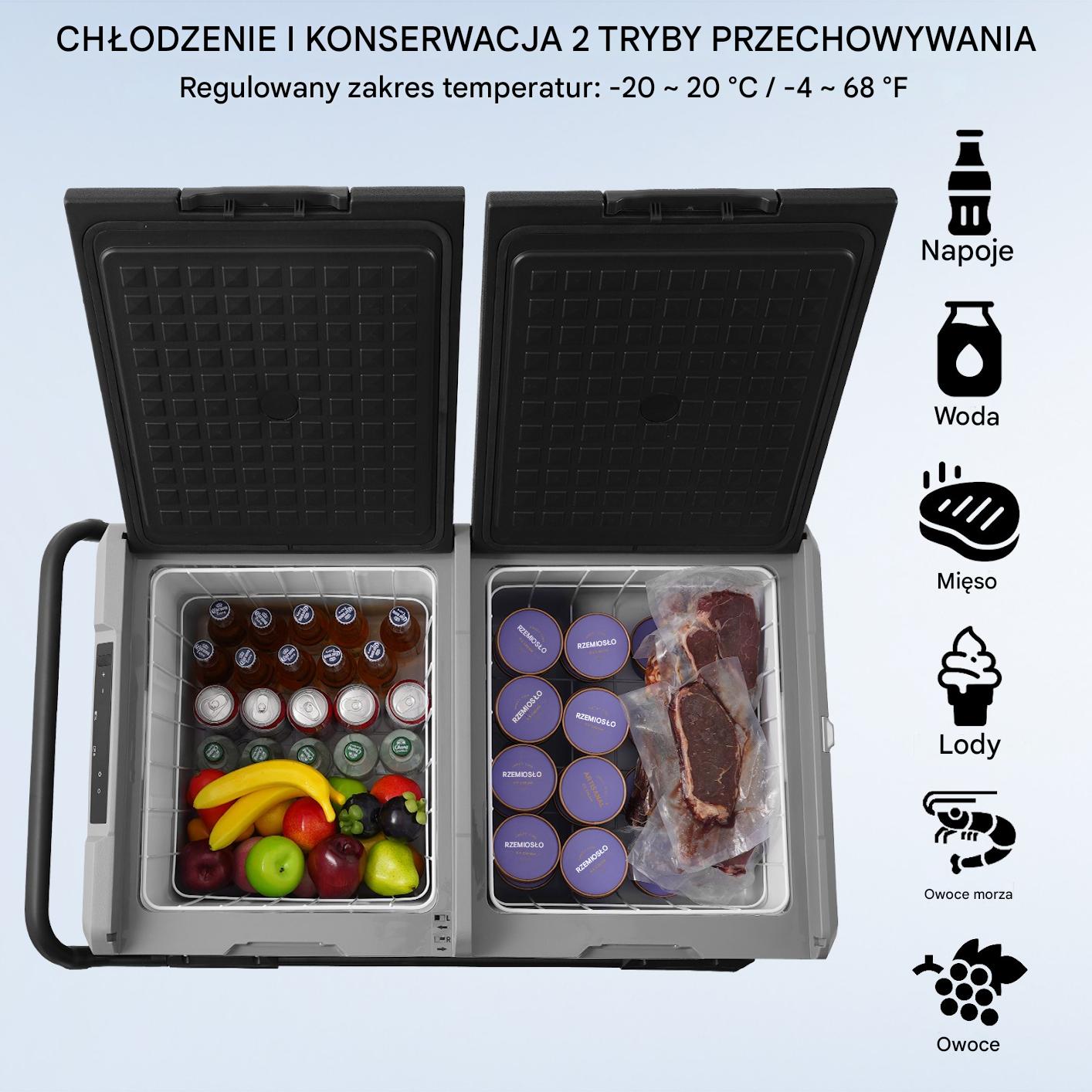 Lodówka turystyczna samochodowa z zamrażalką kompresorowa 115L 80 W - obrazek 3