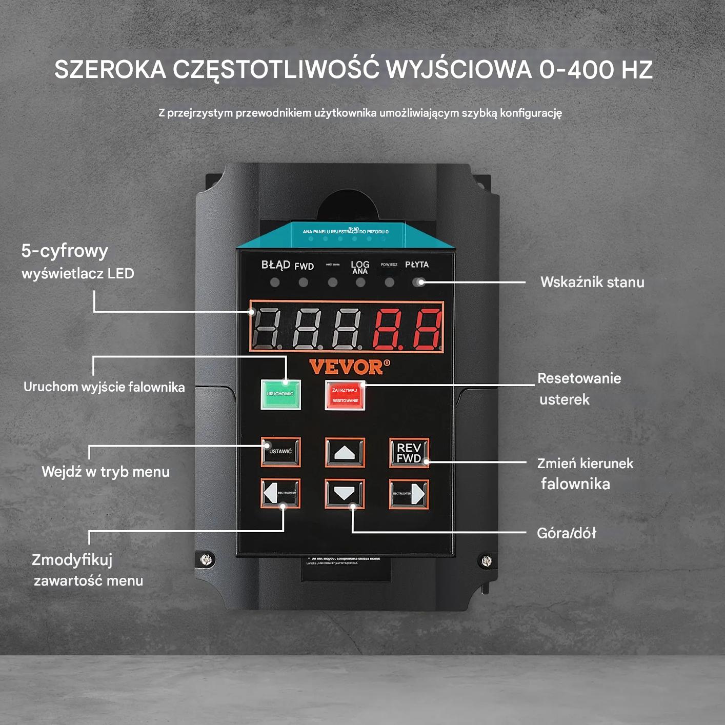 Falownik VFD 7.5kW 10HP 220V 1/3 fazowy sterownik silnika CNC regulowany - obrazek 3