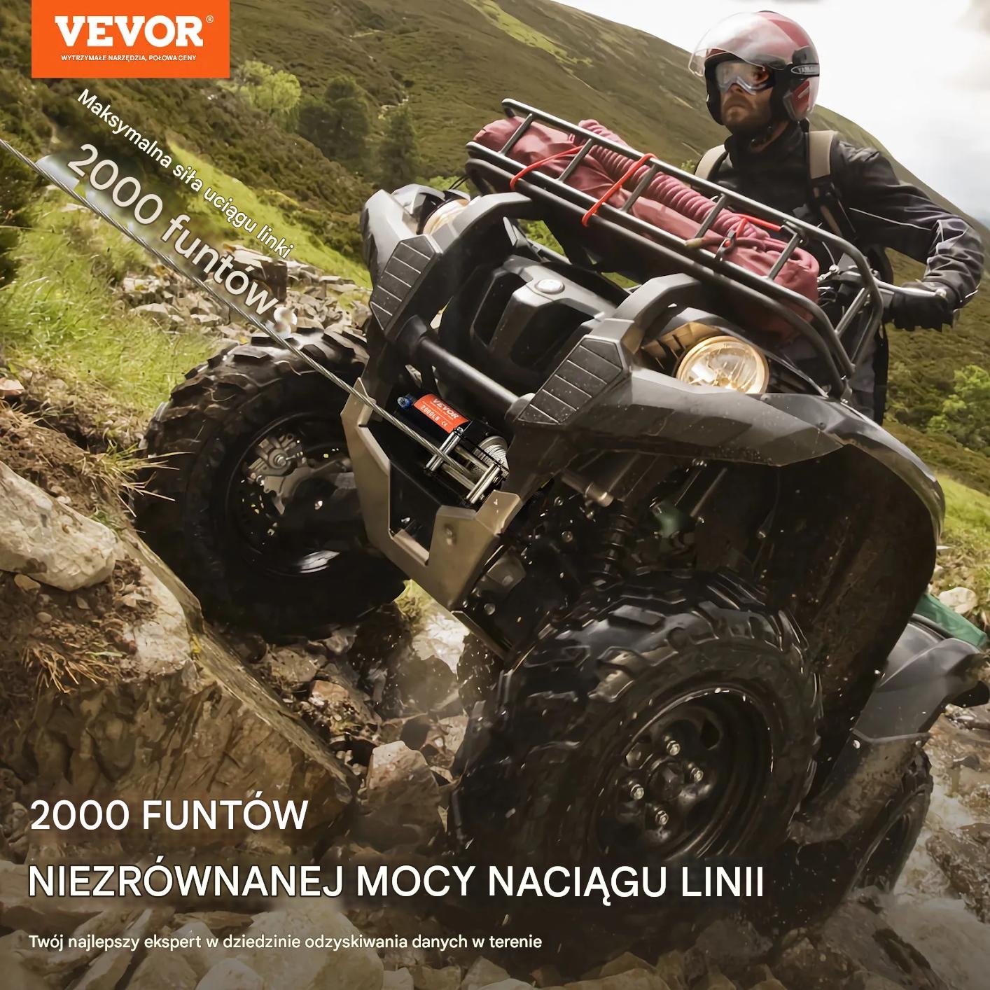 Wyciągarka elektryczna ATV UTV udźwig do 907 kg stalowy kabel wodoodporna - obrazek 3