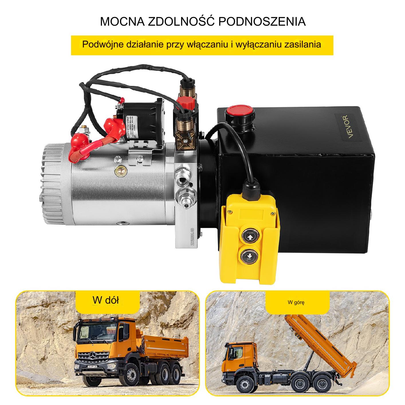 Pompa hydrauliczna 12V DC dwustronna 4L stalowa – do przyczep aut - obrazek 5