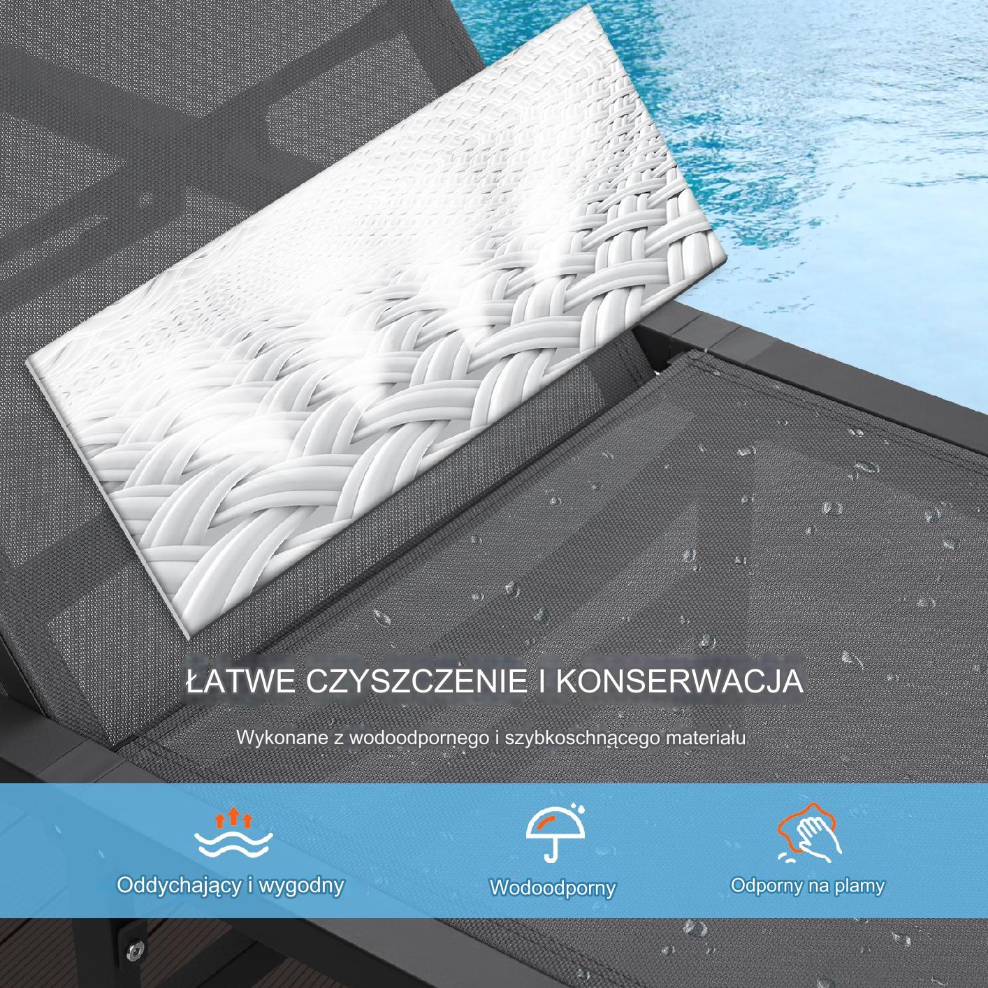 Zestaw leżaków plażowych leżak 2 szt regulacja 5 pozycji camping ogród - obrazek 5