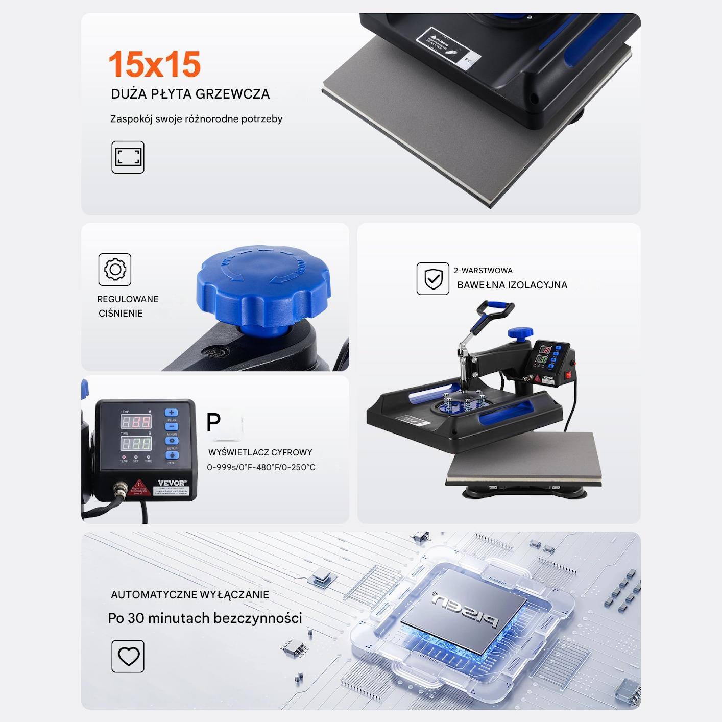 Profesjonalna prasa termotransferowa 8 w 1 – 38x38 cm z uchwytem do kubków - obrazek 6