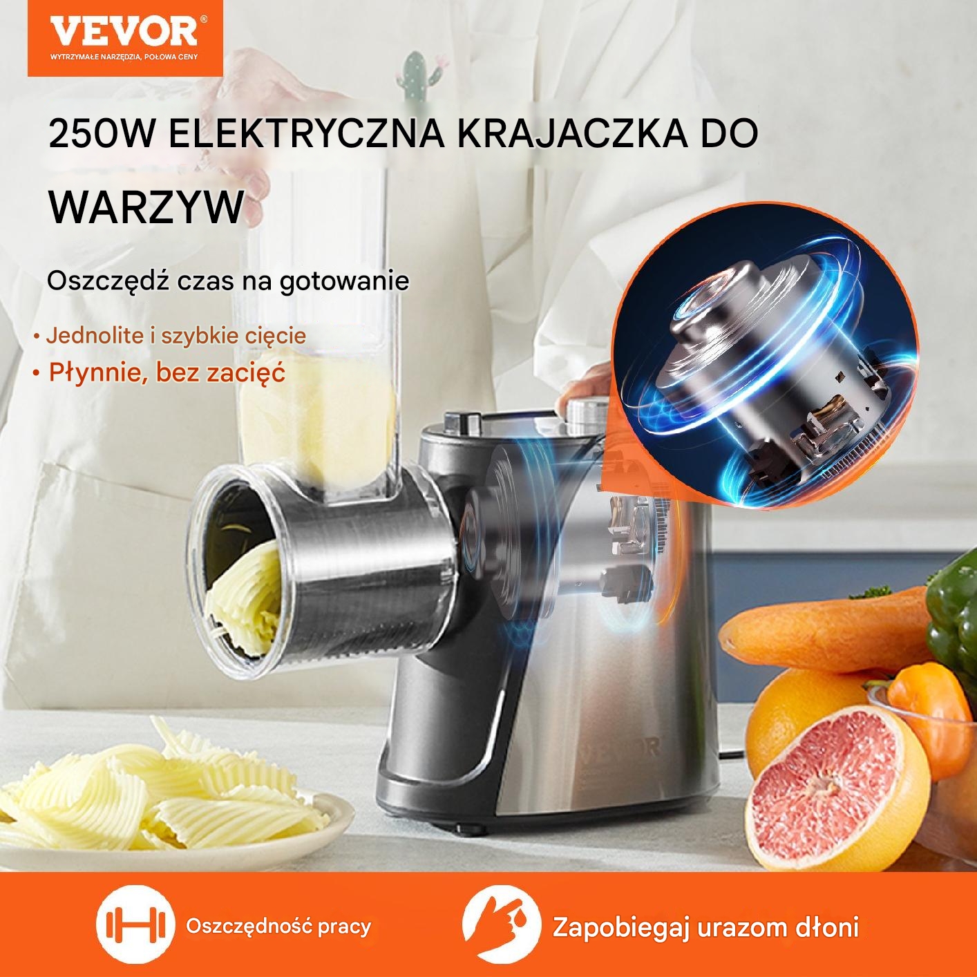 ELEKTRYCZNA SZATKOWNICA WARZYW TARKA ROZDRABNIACZ 10 cm - obrazek 8