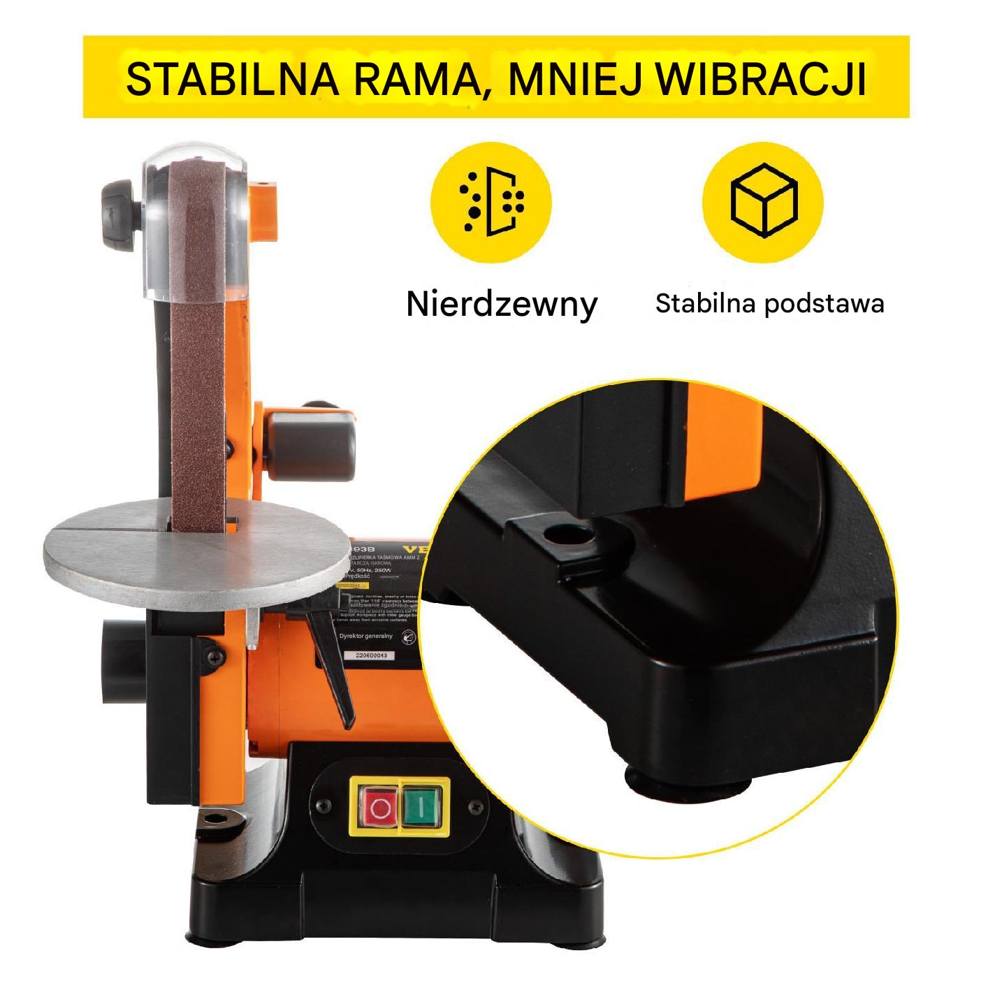 Szlifierka taśmowa tarczowa stołowa 250 W - obrazek 5