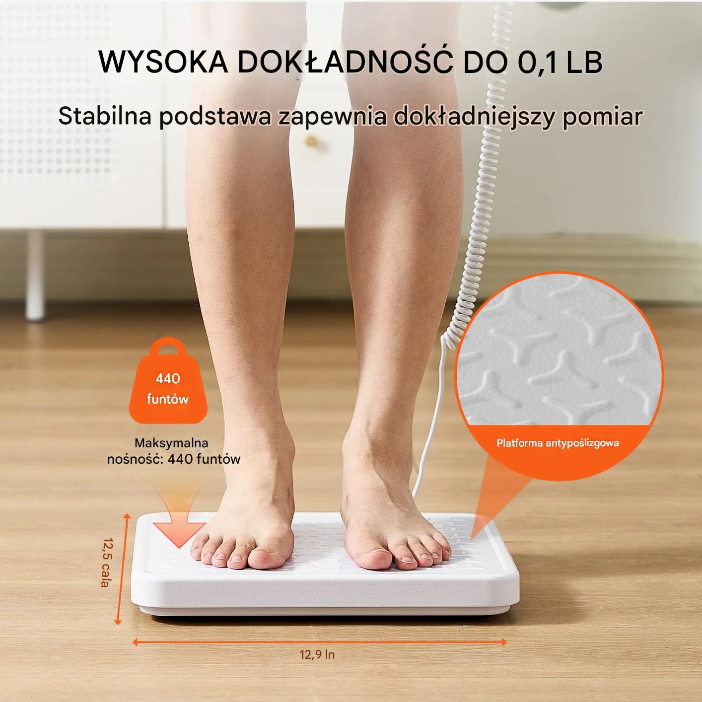 Waga medyczna cyfrowa 200kg antypoślizgowa hold/tare do gabinetu - obrazek 5