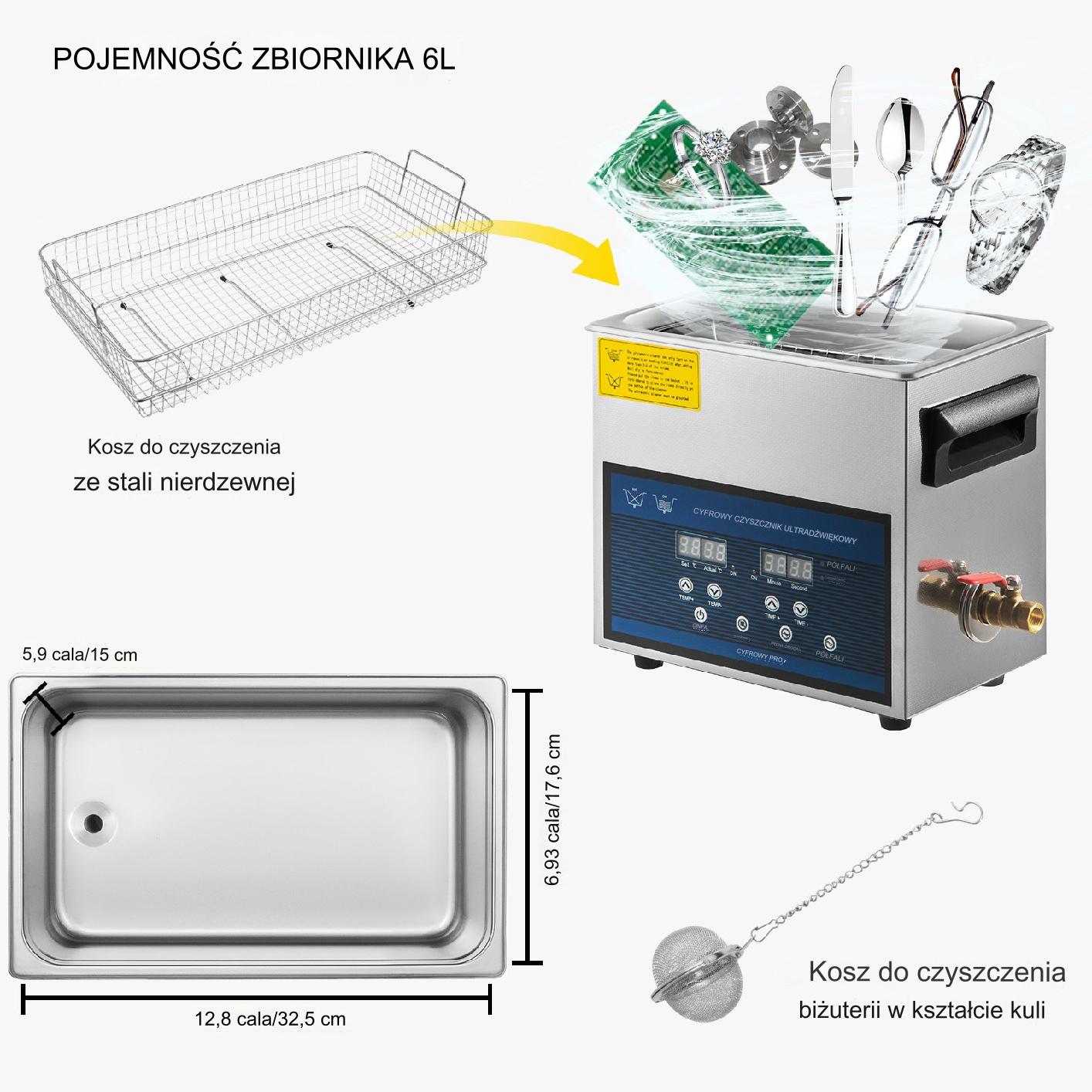 Myjka Ultradźwiękowa Przenośna 6L 180 W - obrazek 2