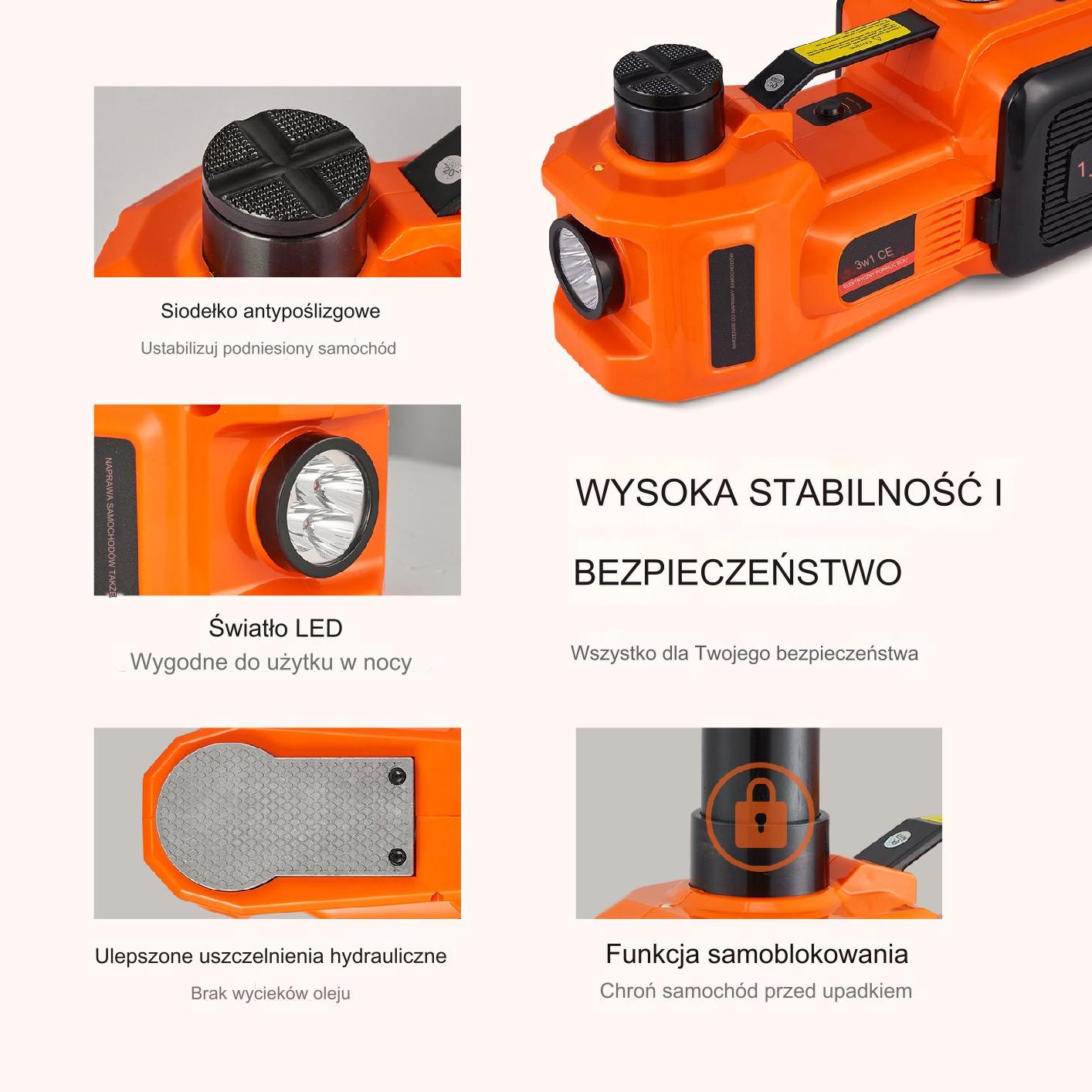 Podnośnik samochodowy elektryczny hydrauliczny 5 t 12 V pompka zestaw mocny - obrazek 5