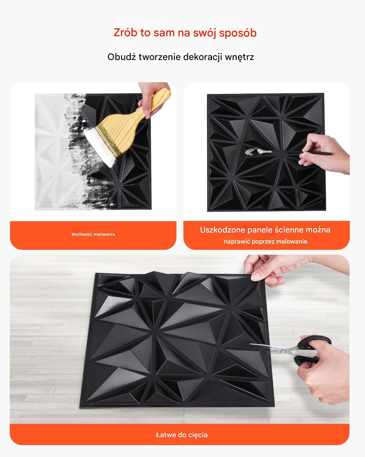 Panele Ścienne 3D - Czarne Diamenty 2.97 m² - obrazek 3