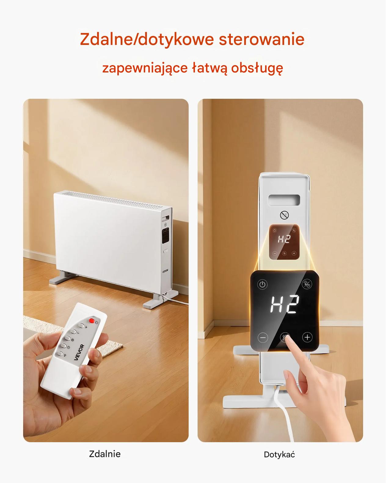 Grzejnik konwektorowy 2000W panelowy 3 tryby pilot – ściana/podłoga - obrazek 4