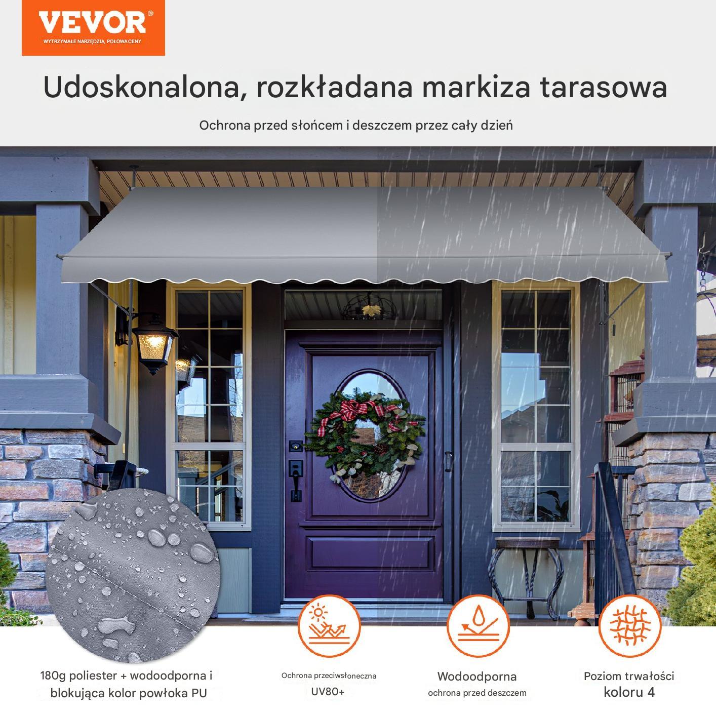 Markiza Tarasowa 400 x 120 cm z Korbką Ręczną - obrazek 7