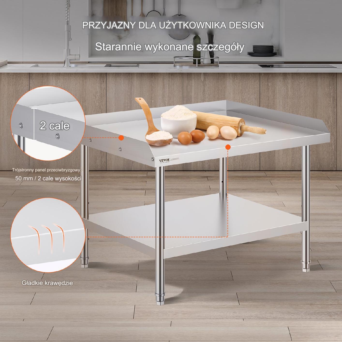 Stół gastronomiczny nierdzewny 76x91cm blat roboczy wolnostojący do baru - obrazek 5