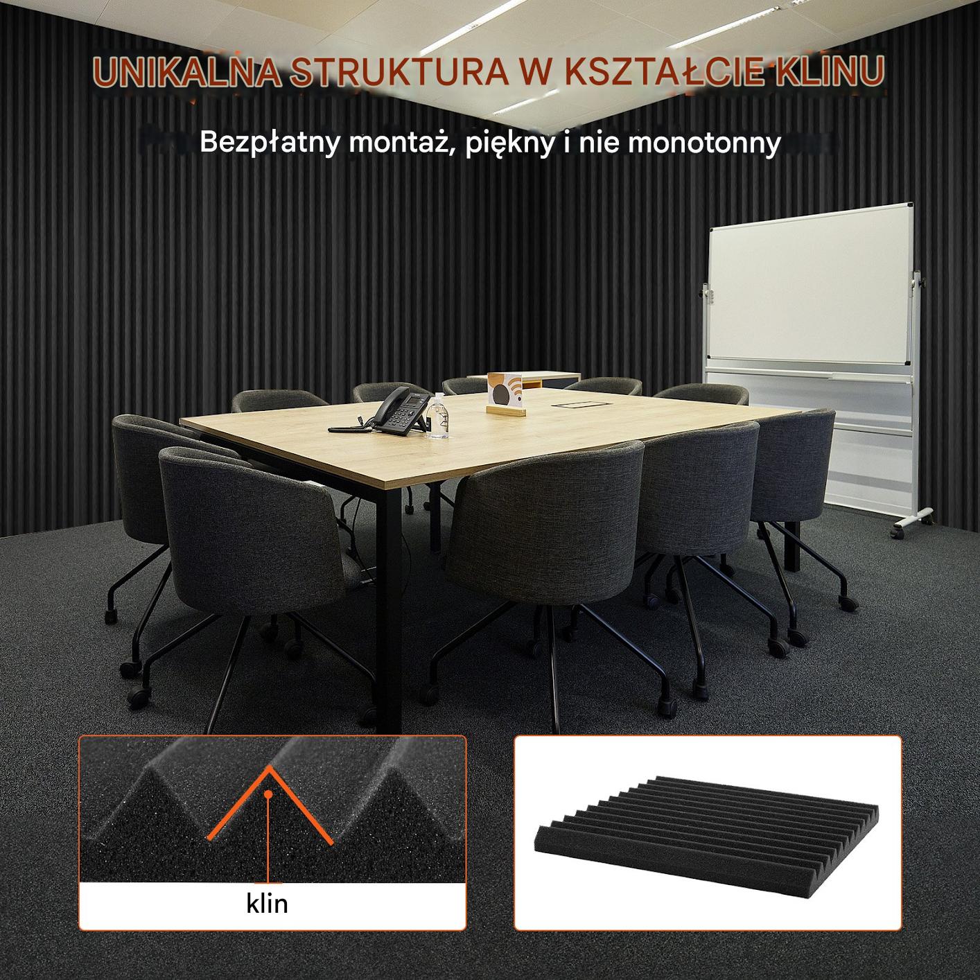 Pianki akustyczne 80 szt wygłuszające 30x30x2,5 cm czarne studio nagrań - obrazek 6