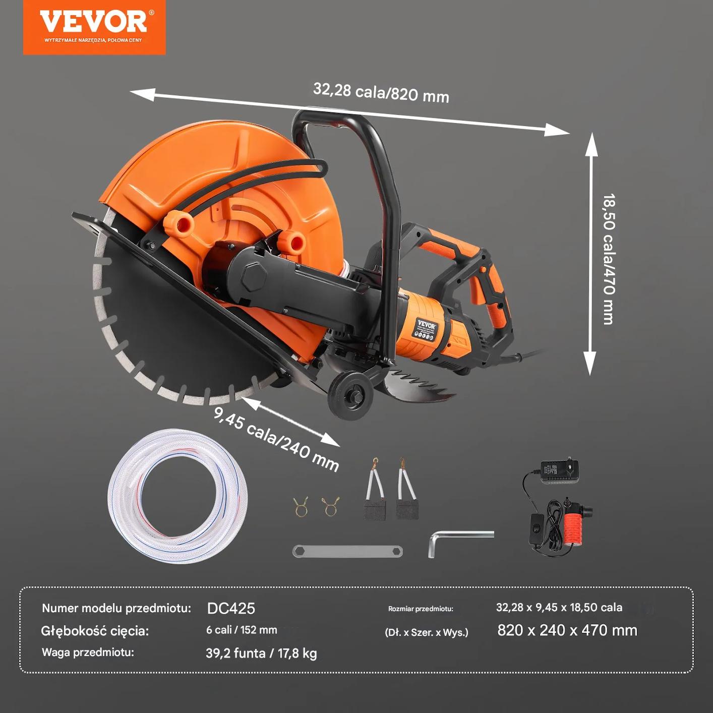 Piła do betonu 40 cm elektryczna wet/dry z pompą wody i tarczą - obrazek 2