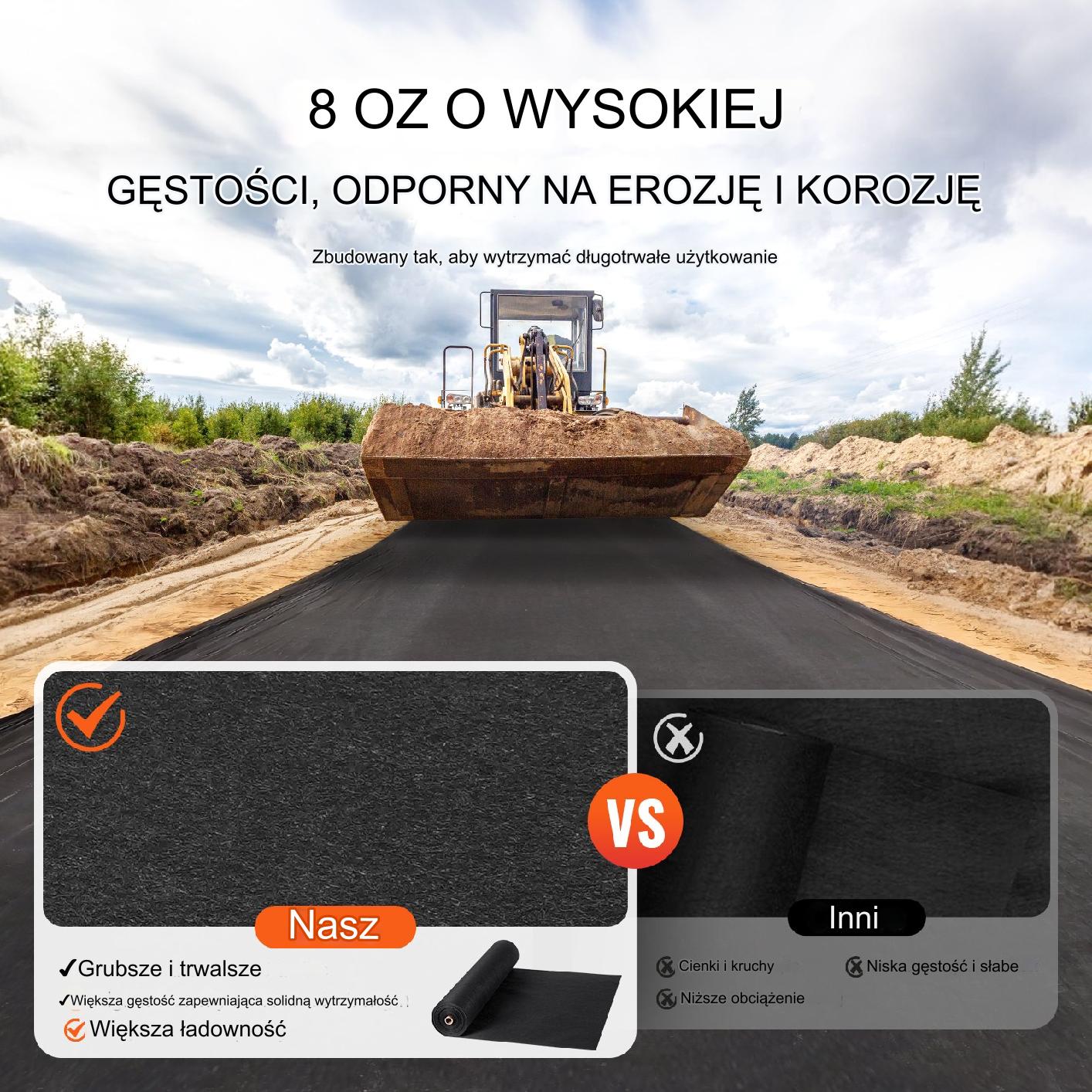 Geowłóknina 1,8x30,5 m 271g/m² czarna pod żwir drogowa przeciw chwastom - obrazek 4