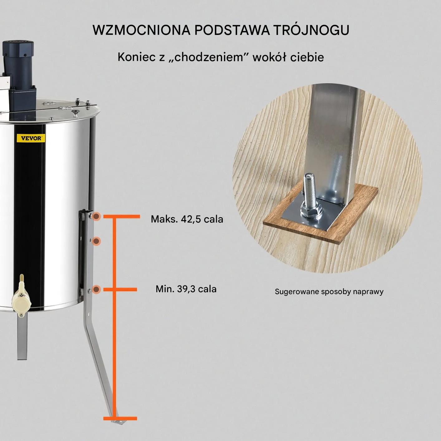 Miodarka elektryczna 4/8 ramek stal nierdzewna do pasieki - obrazek 6