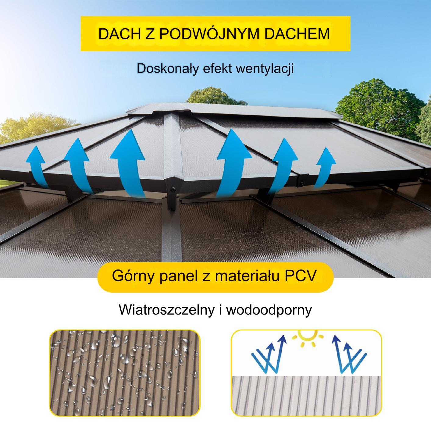Pawilon ogrodowy twardy dach altana pergola premium 290x290x270cm - obrazek 3