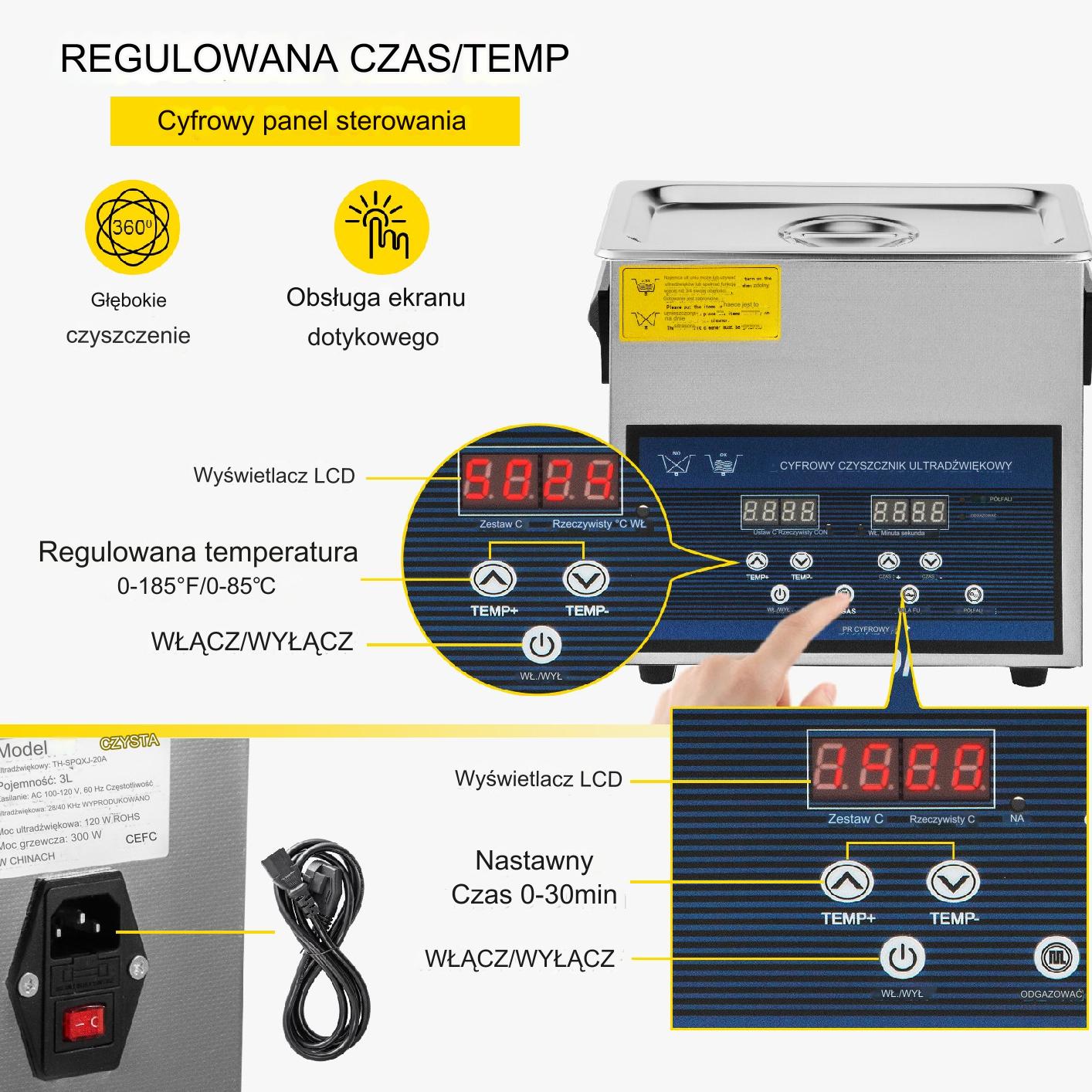 Myjka Ultradźwiękowa Przenośna 6L 180 W - obrazek 6