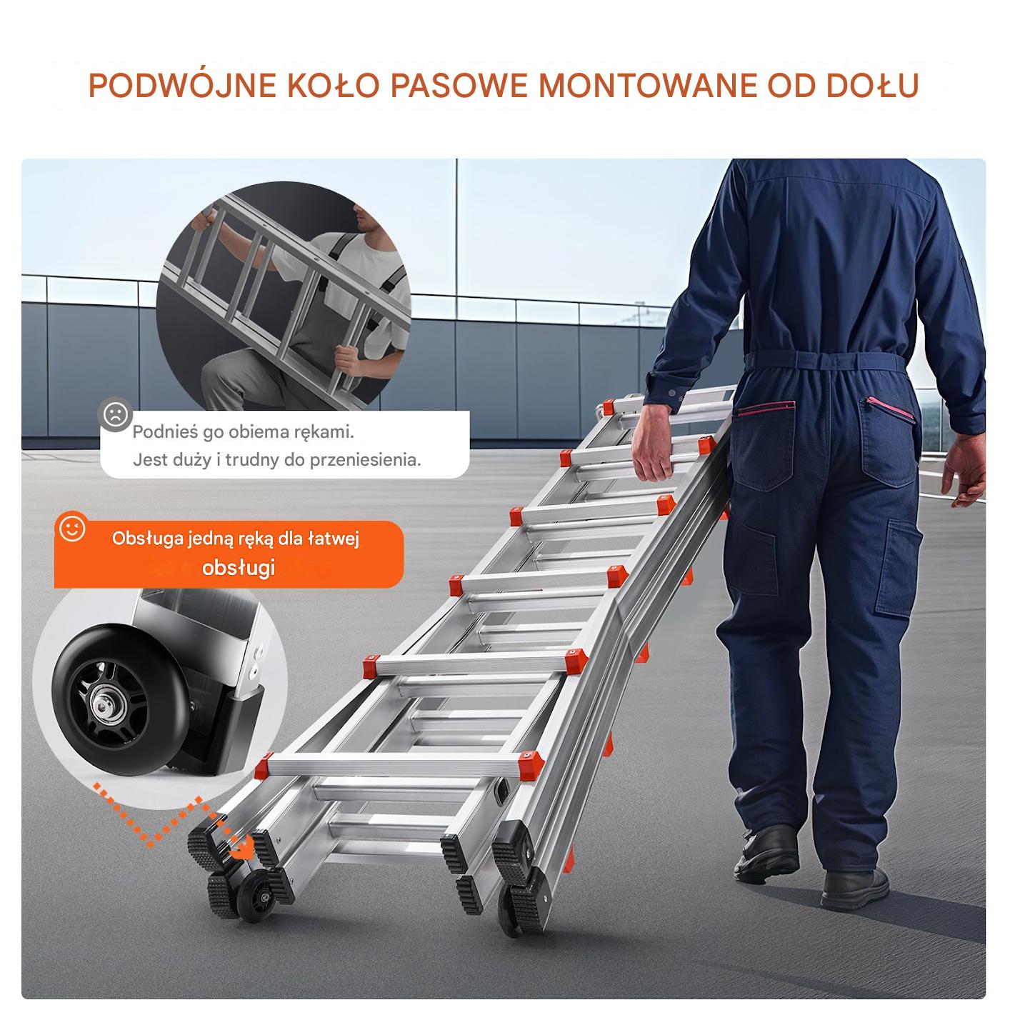 Drabina składana teleskopowa aluminiowa – 6,2 m - obrazek 4