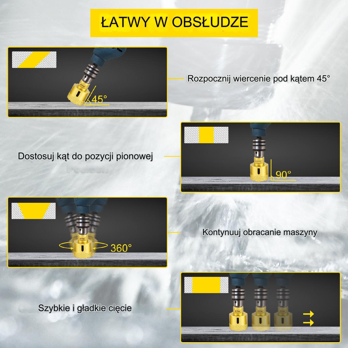 Zestaw Wierteł Diamentowych do Cięcia Płytek 20-68 mm - obrazek 5