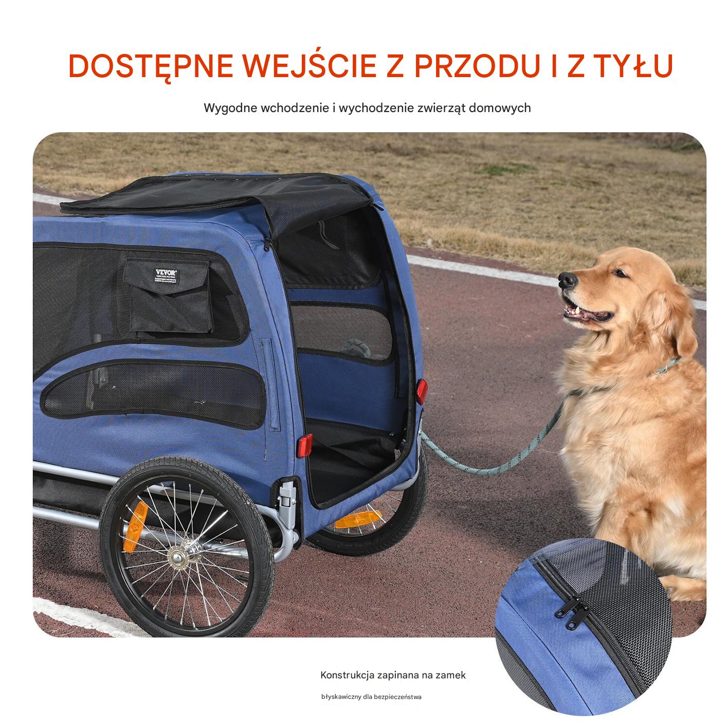 Przyczepka rowerowa dla psa do przewozu transporter do 45 kg - obrazek 4